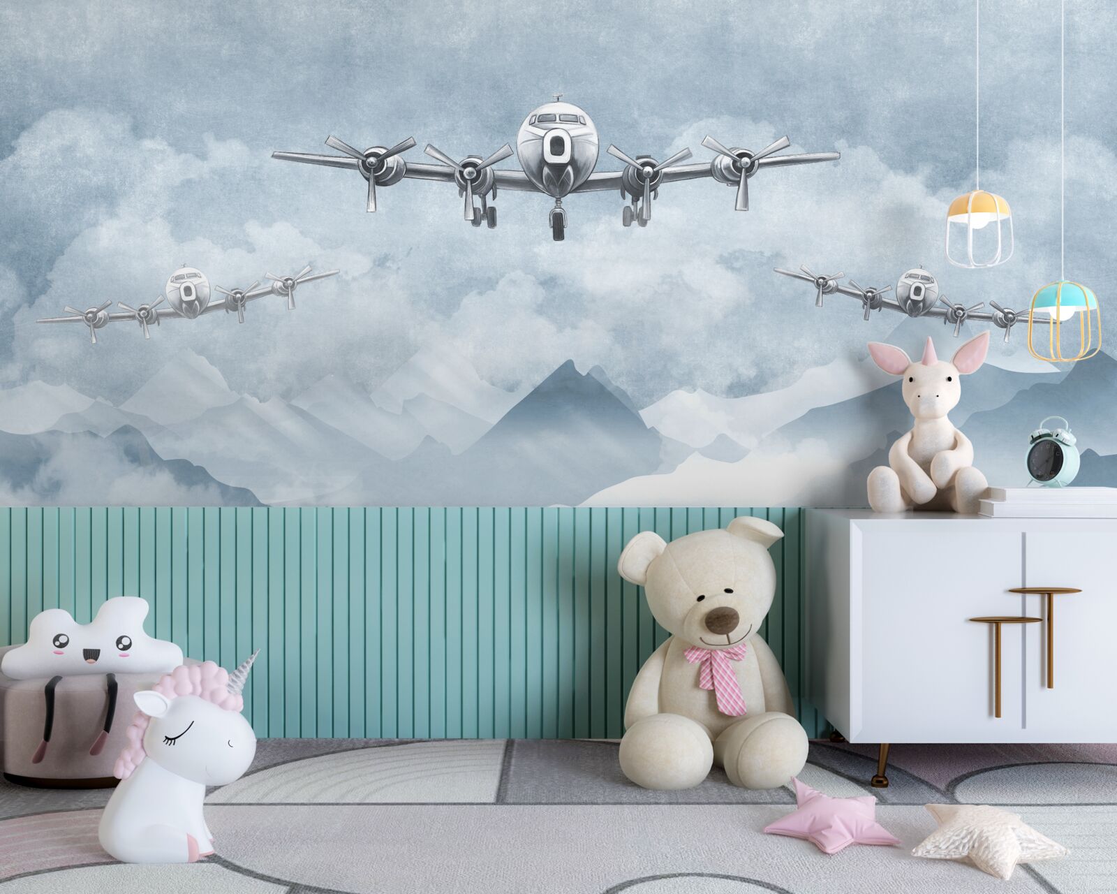 Фотошпалери літаки пролітають над горами