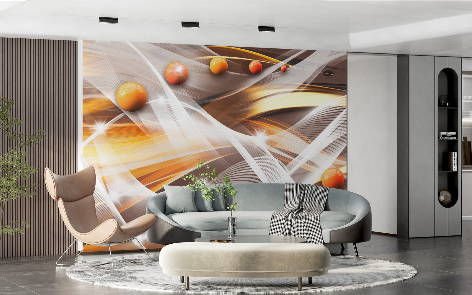 Фотошпалери левітуючі сфери в абстрактному мистецтві