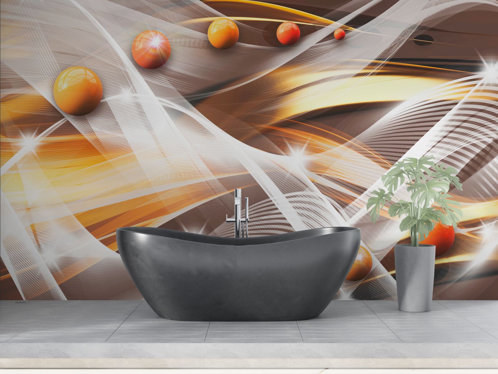 Фотошпалери левітуючі сфери в абстрактному мистецтві