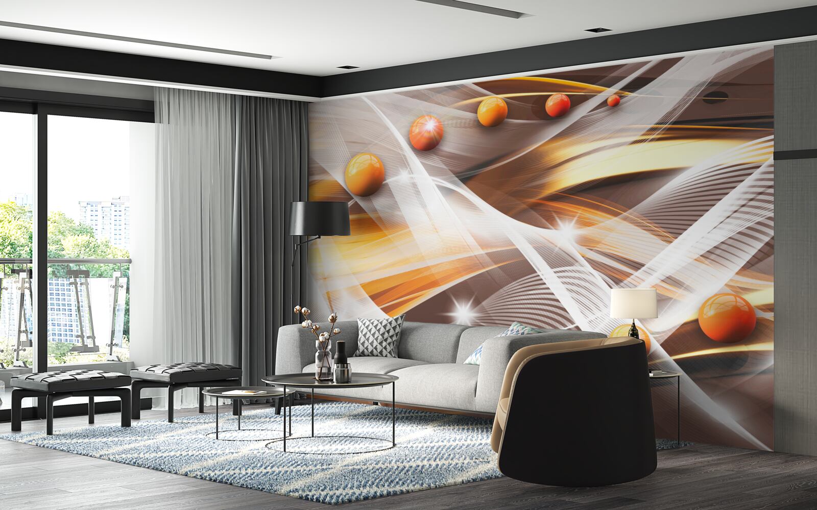 Фотошпалери левітуючі сфери в абстрактному мистецтві