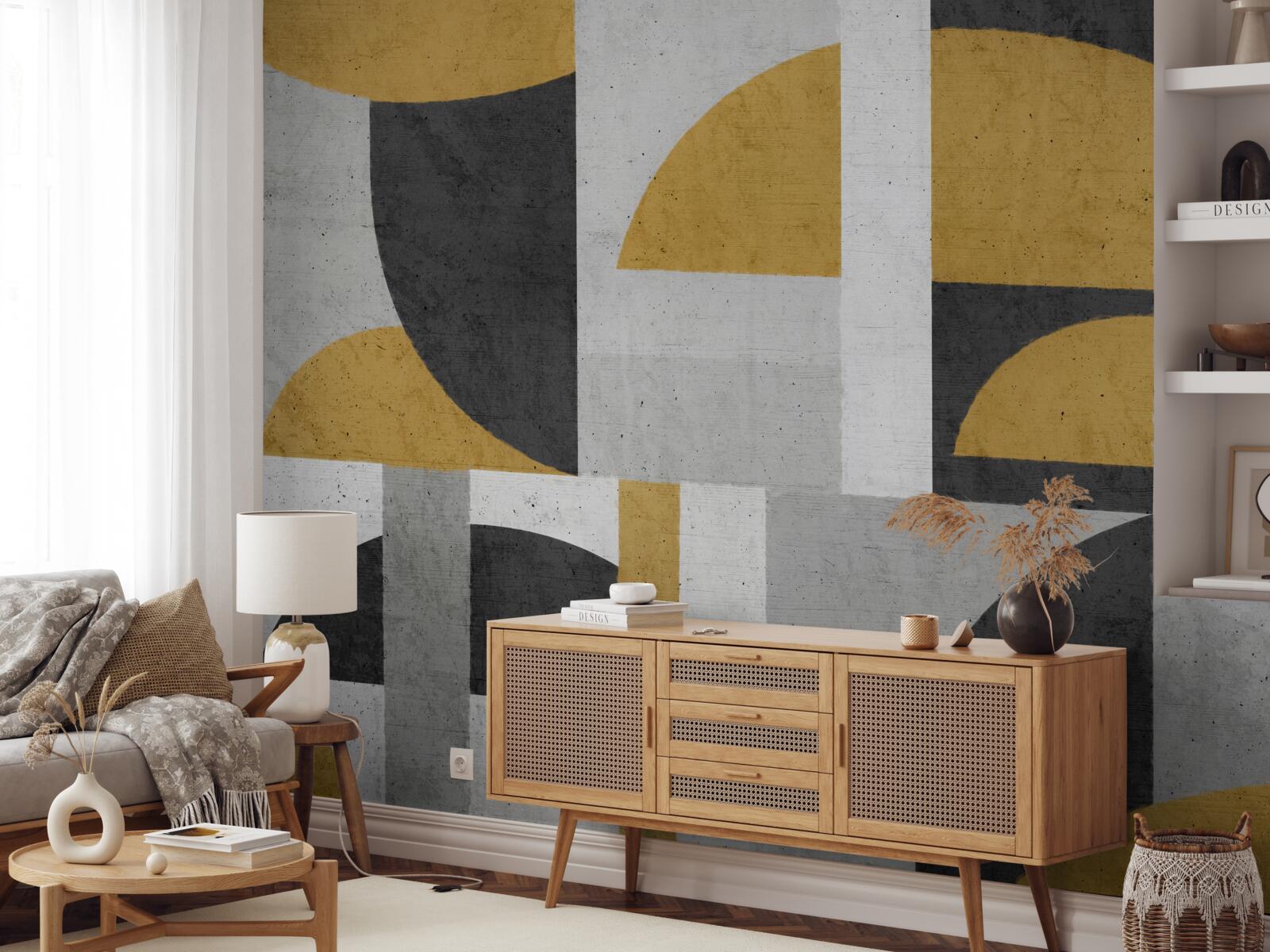 Фотошпалери абстрактний у відтінках чорного та жовтого