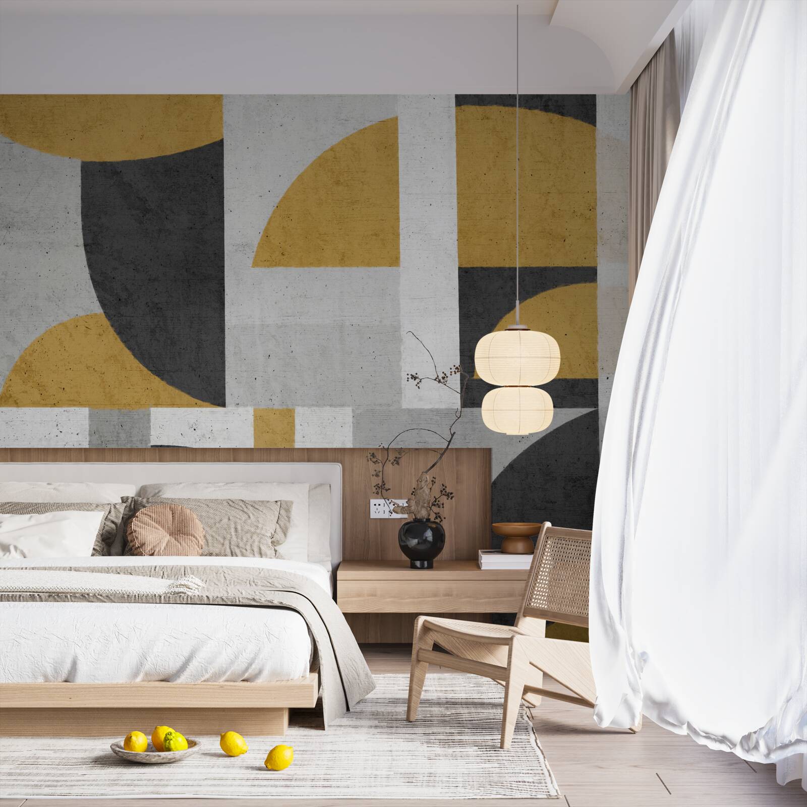 Фотошпалери абстрактний у відтінках чорного та жовтого