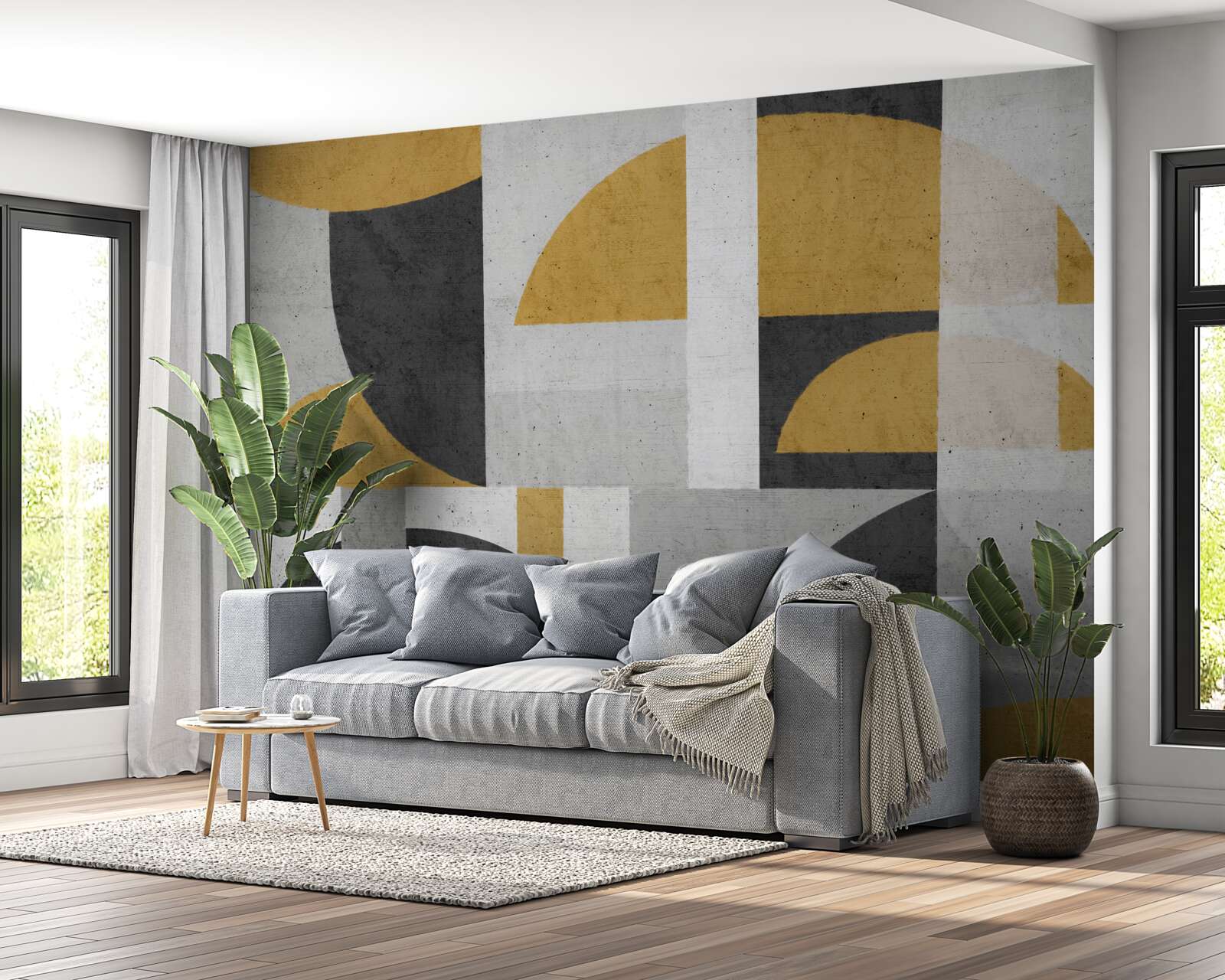 Фотошпалери абстрактний у відтінках чорного та жовтого