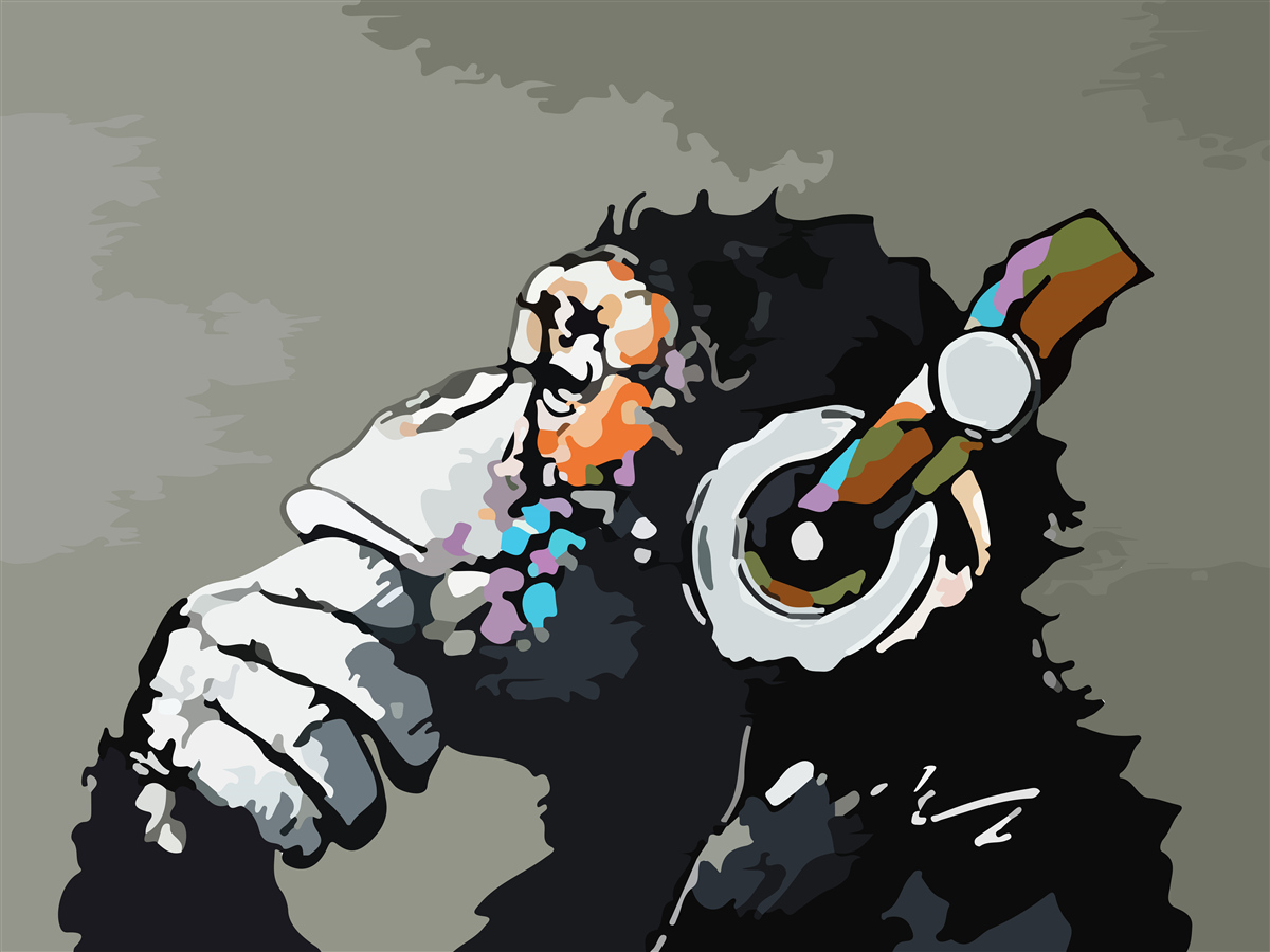 Фотошпалери макака в навушниках