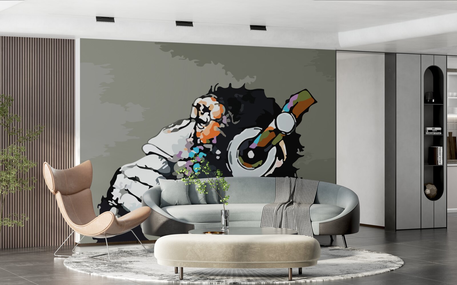 Фотошпалери макака в навушниках