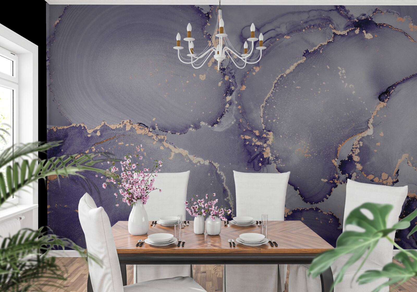 Фотошпалери бузково-фіолетовий мармур