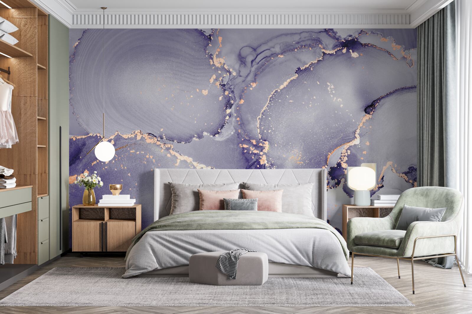 Фотошпалери бузково-фіолетовий мармур