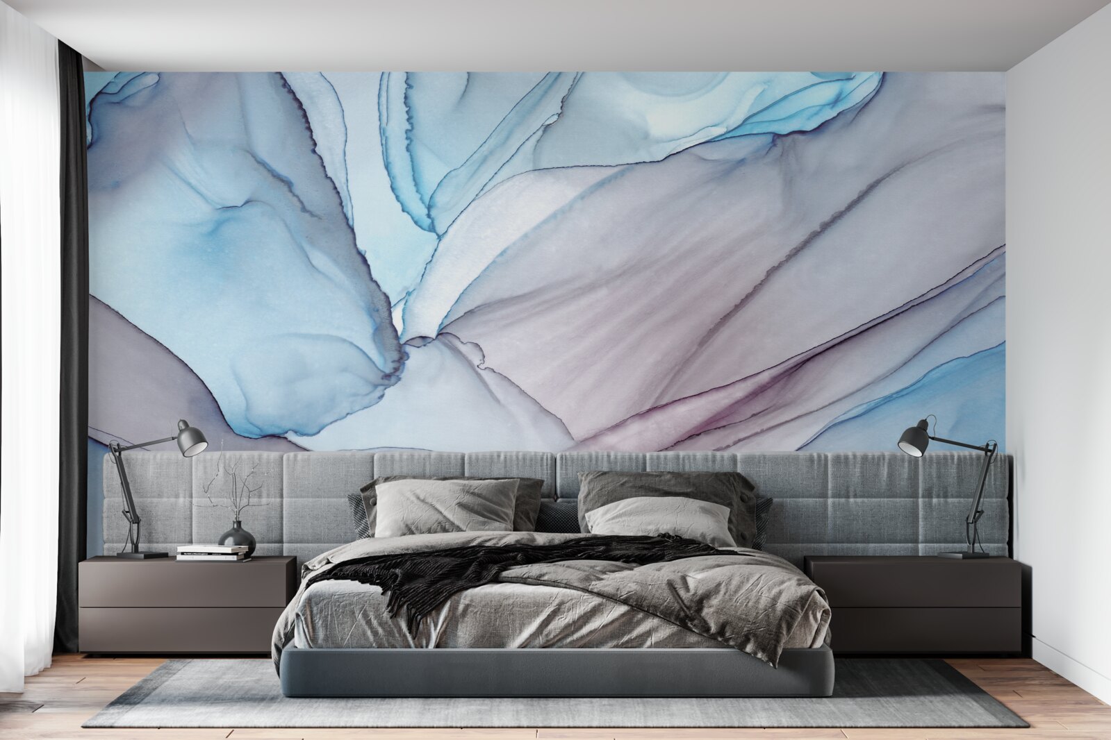 Фотошпалери світло-блакитний мармур з прожилками