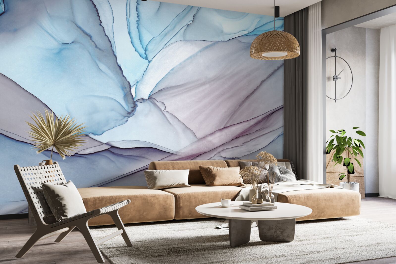 Фотошпалери світло-блакитний мармур з прожилками