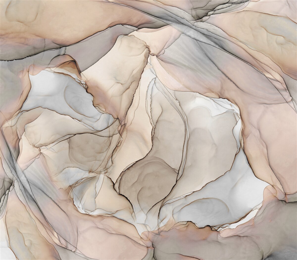 Фотошпалери рожеві та блакитні візерунки на кремовому мармурі