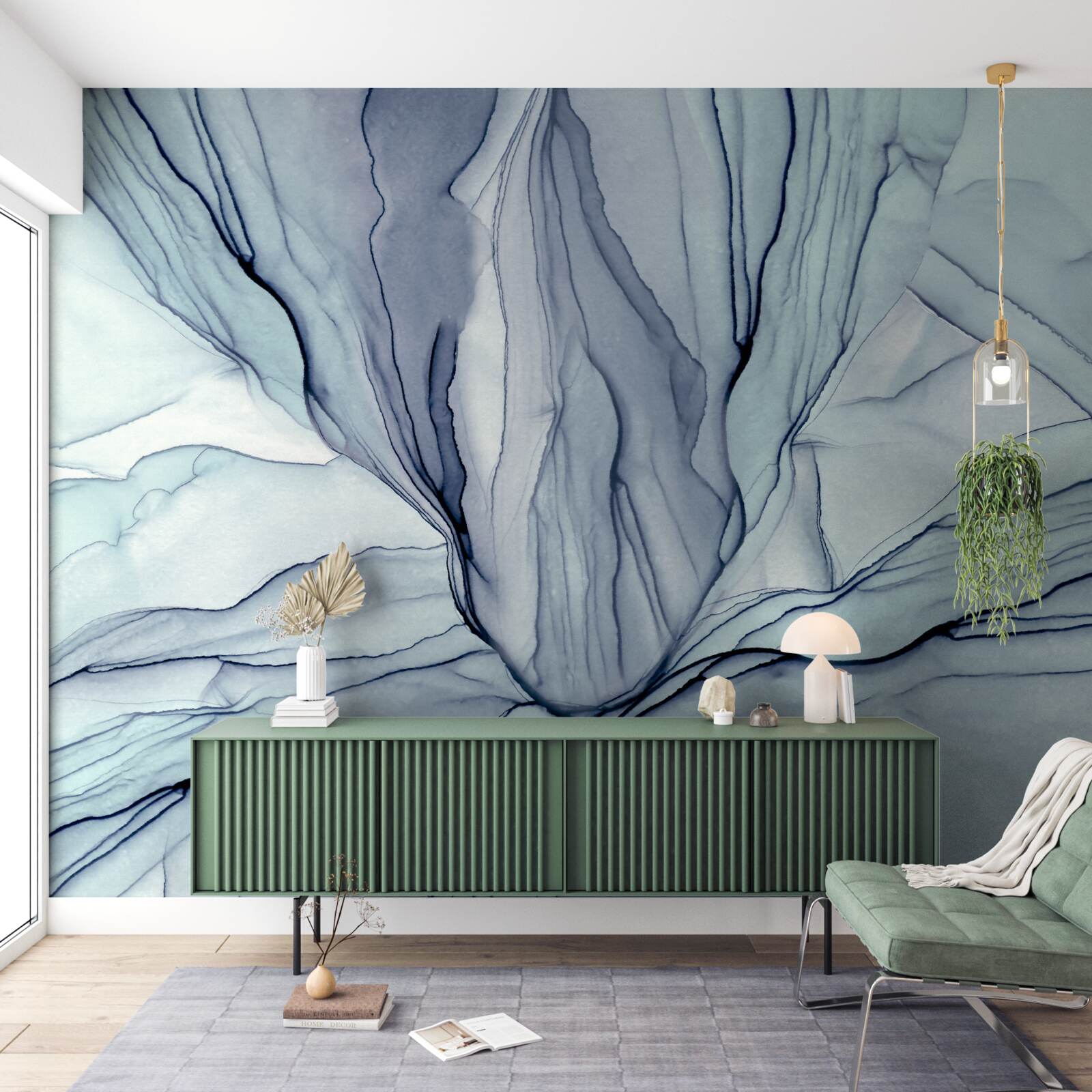 Фотошпалери сині візерунки на мармурі