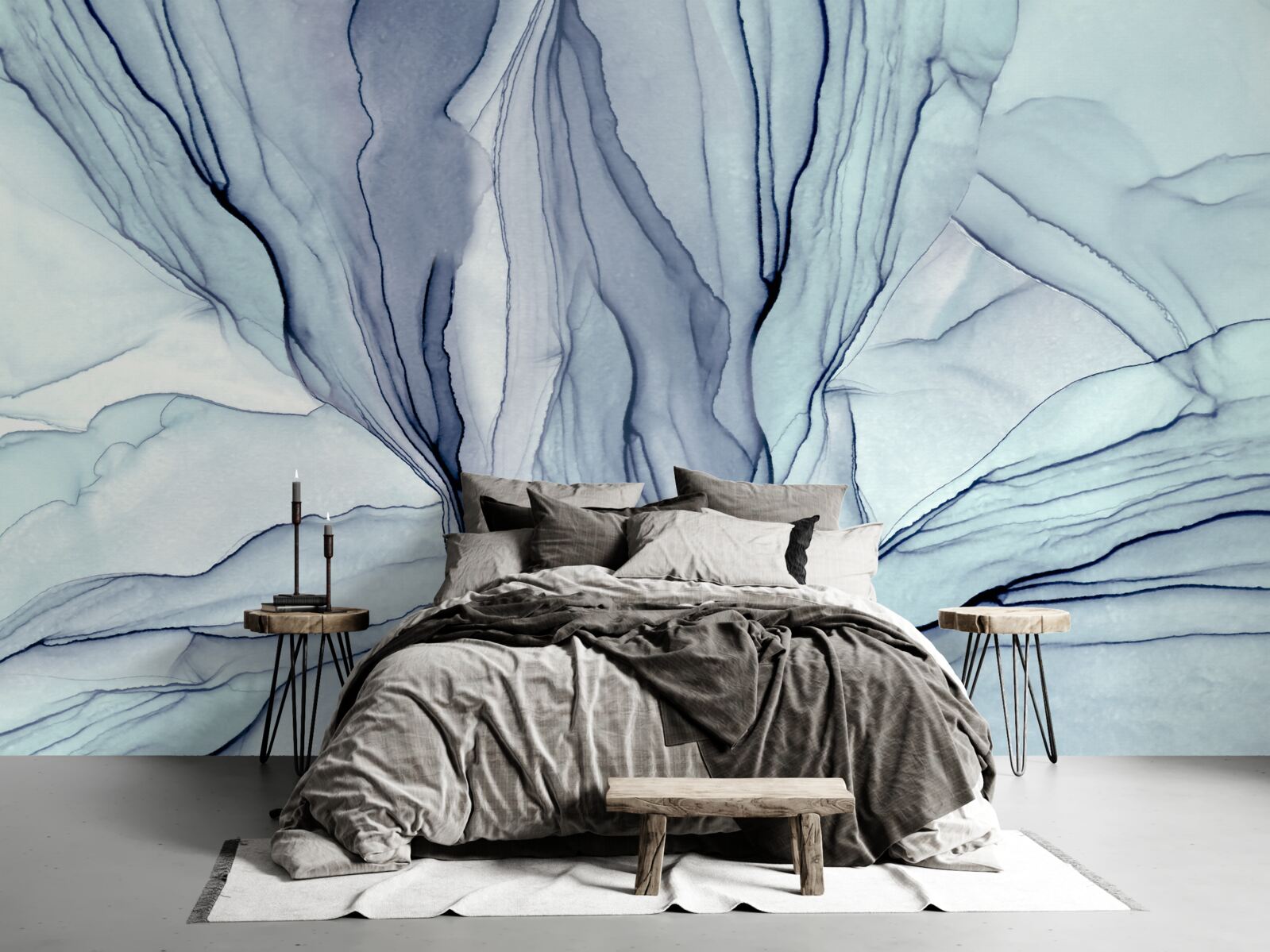 Фотошпалери сині візерунки на мармурі