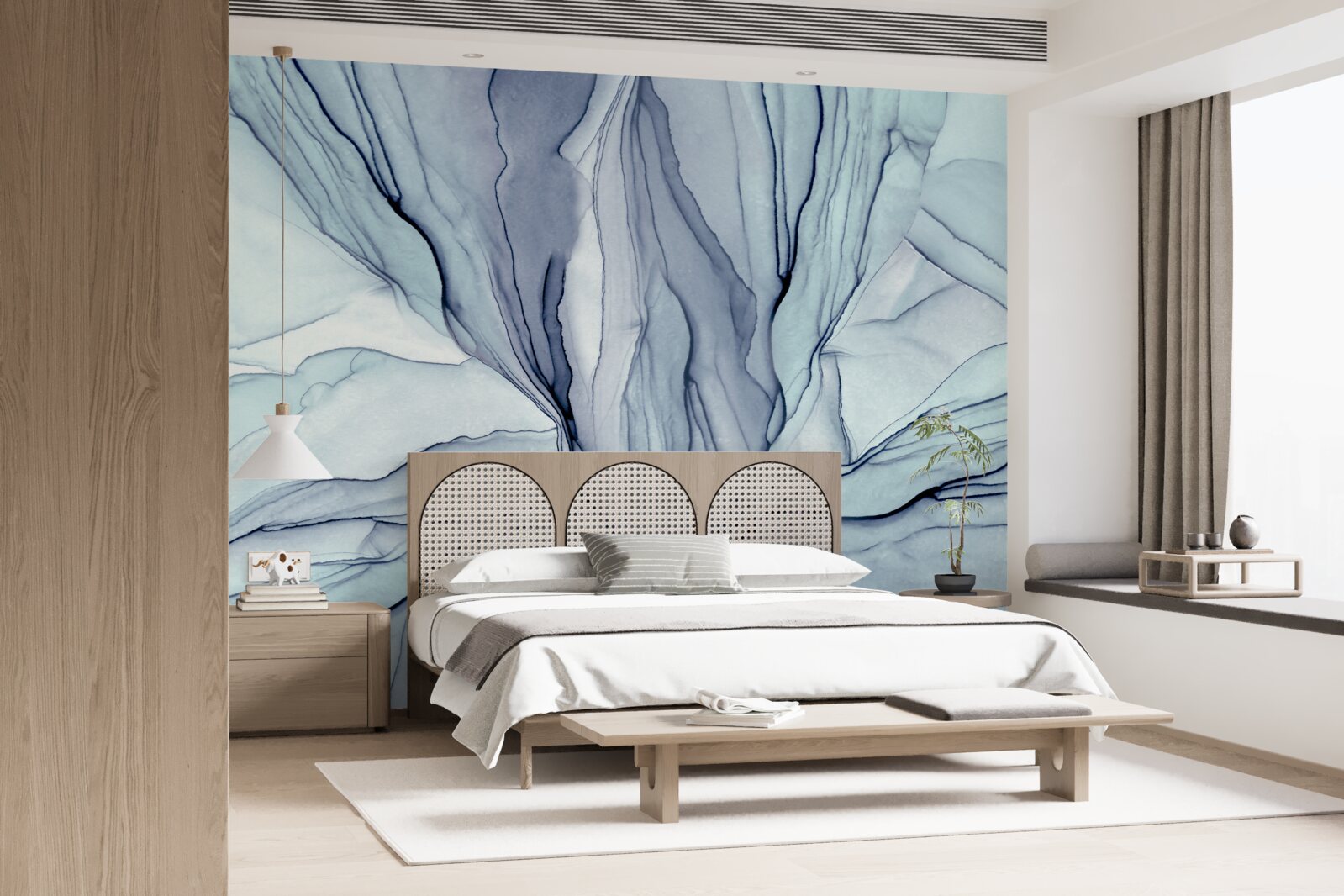 Фотошпалери сині візерунки на мармурі