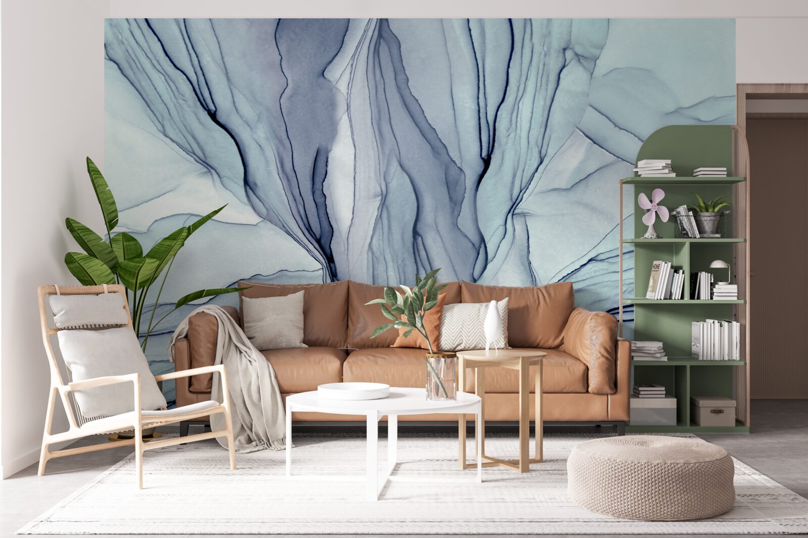 Фотошпалери сині візерунки на мармурі