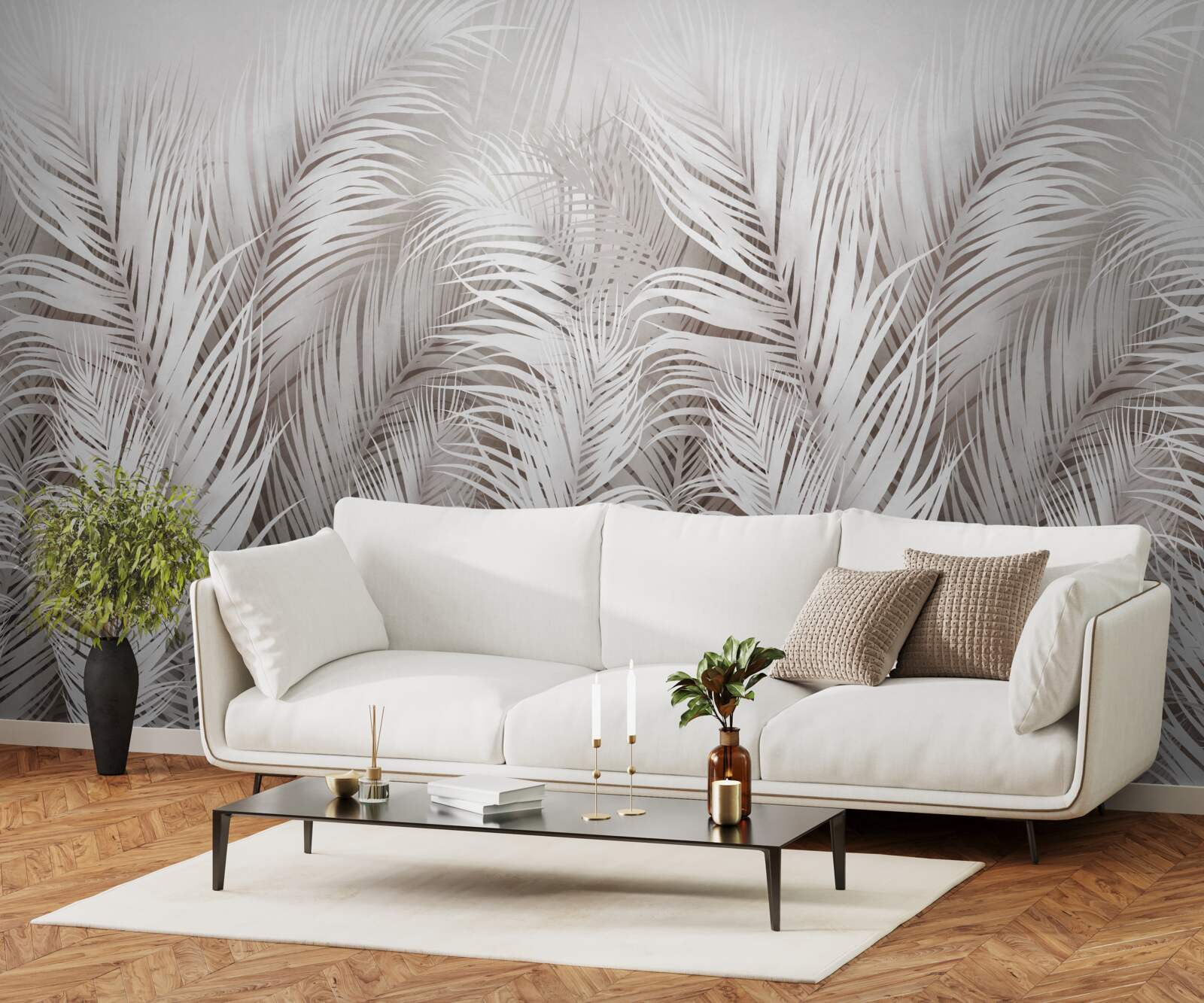 Фотошпалери пишна яскрава папороть