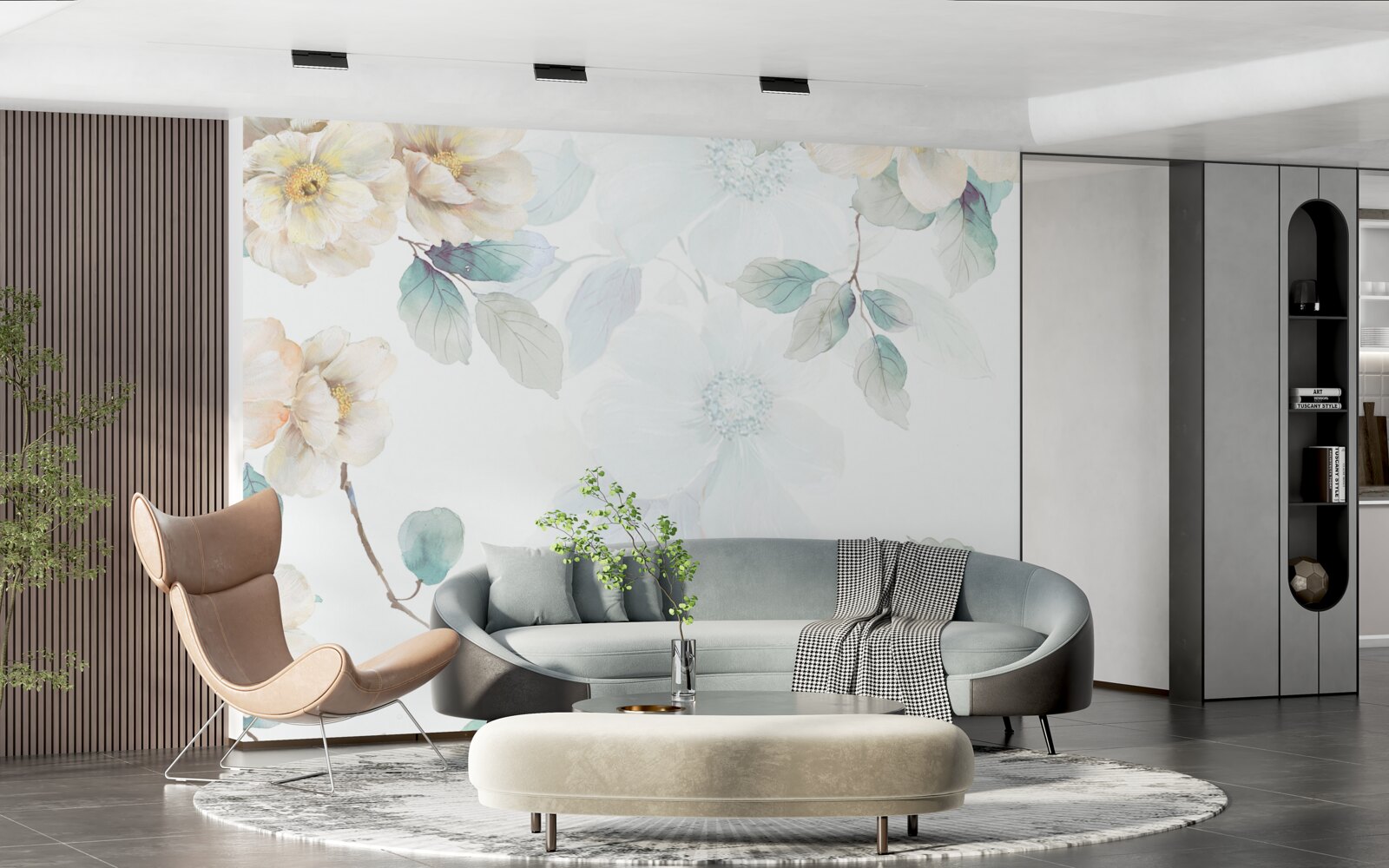 Фотошпалери на гілках м'яко розвиваються квіткові бруньки