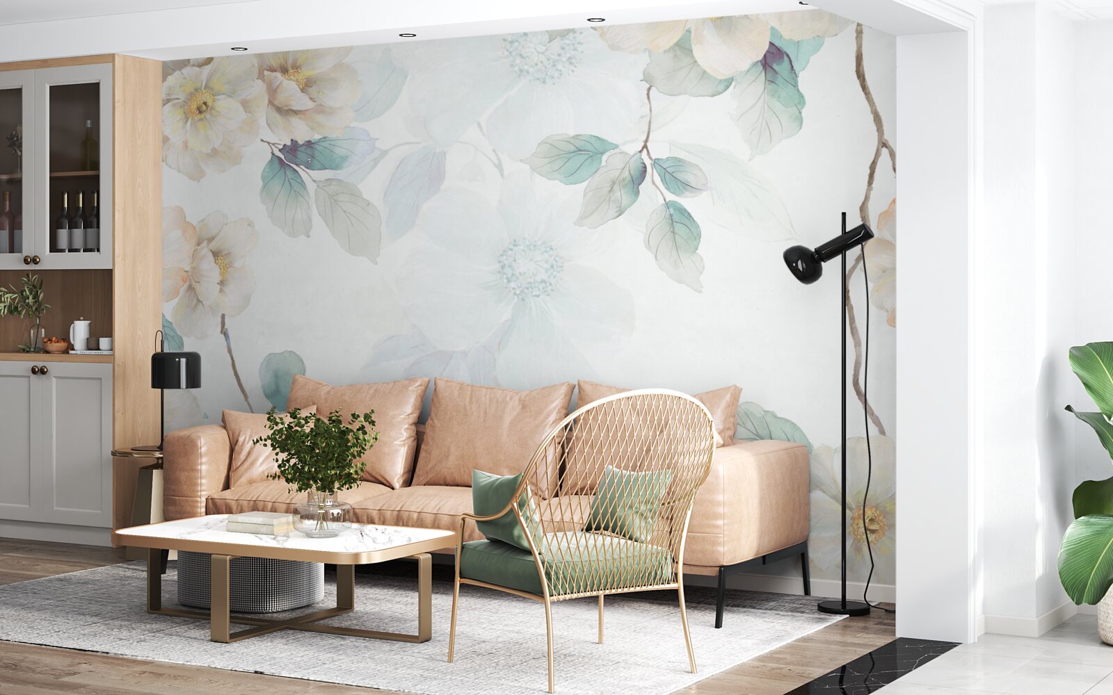 Фотошпалери на гілках м'яко розвиваються квіткові бруньки