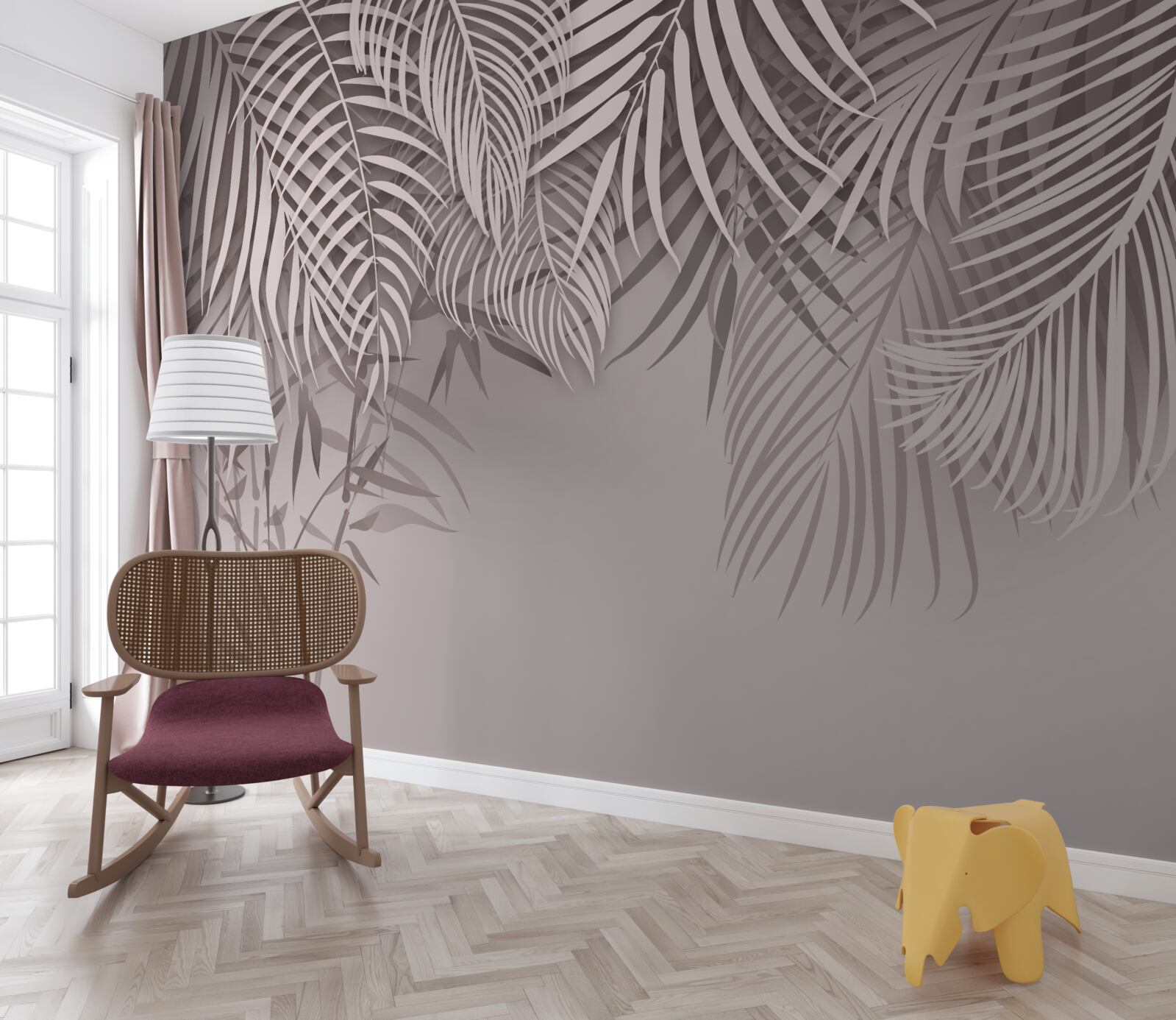 Фотошпалери світло-сіре листя папороті