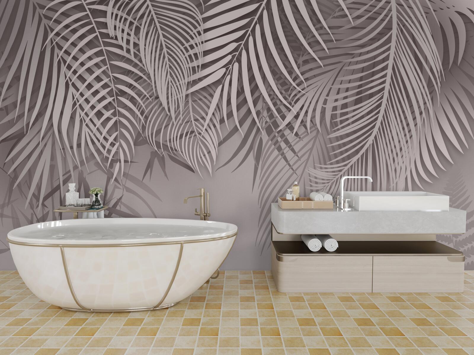 Фотошпалери світло-сіре листя папороті