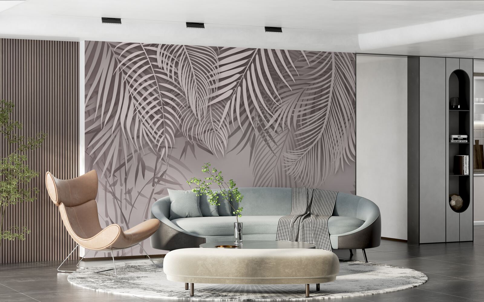 Фотошпалери світло-сіре листя папороті