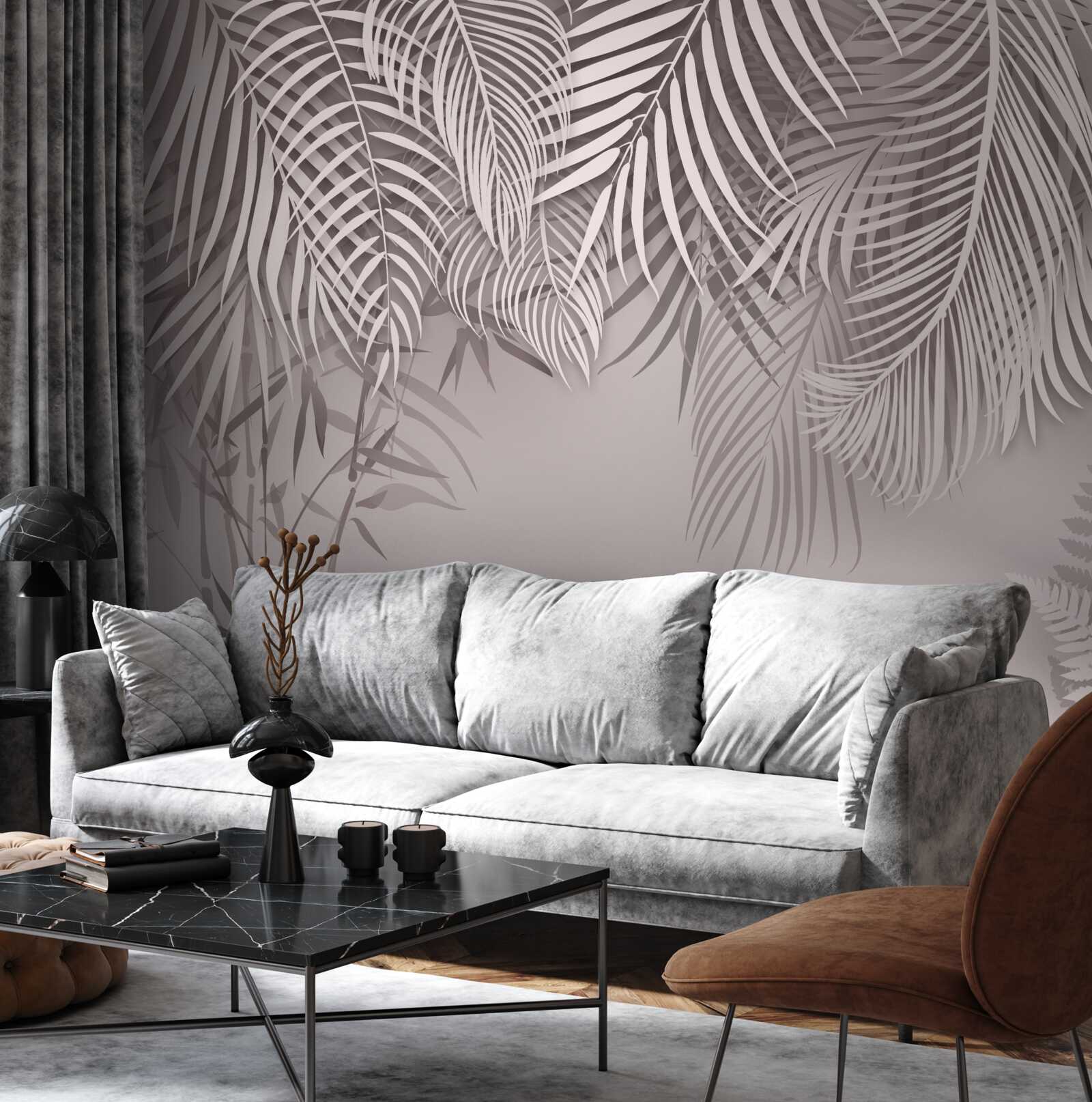 Фотошпалери світло-сіре листя папороті