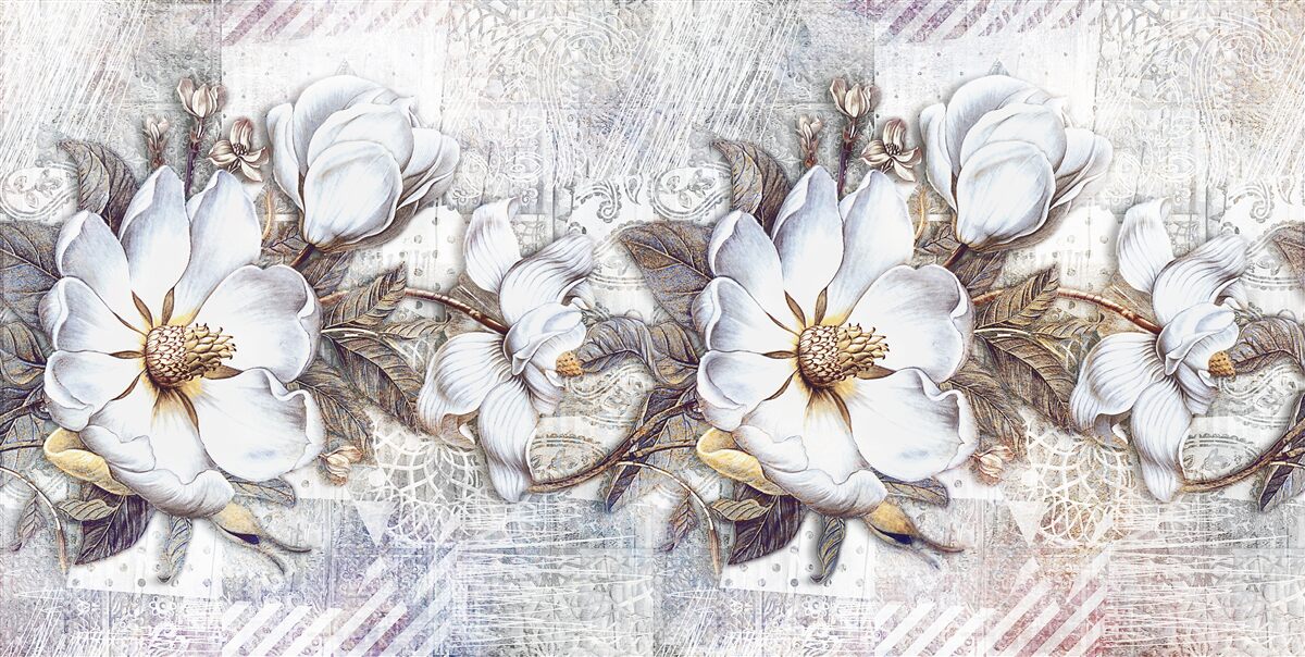 Фотошпалери композиція з квітучих білосніжних бутонів