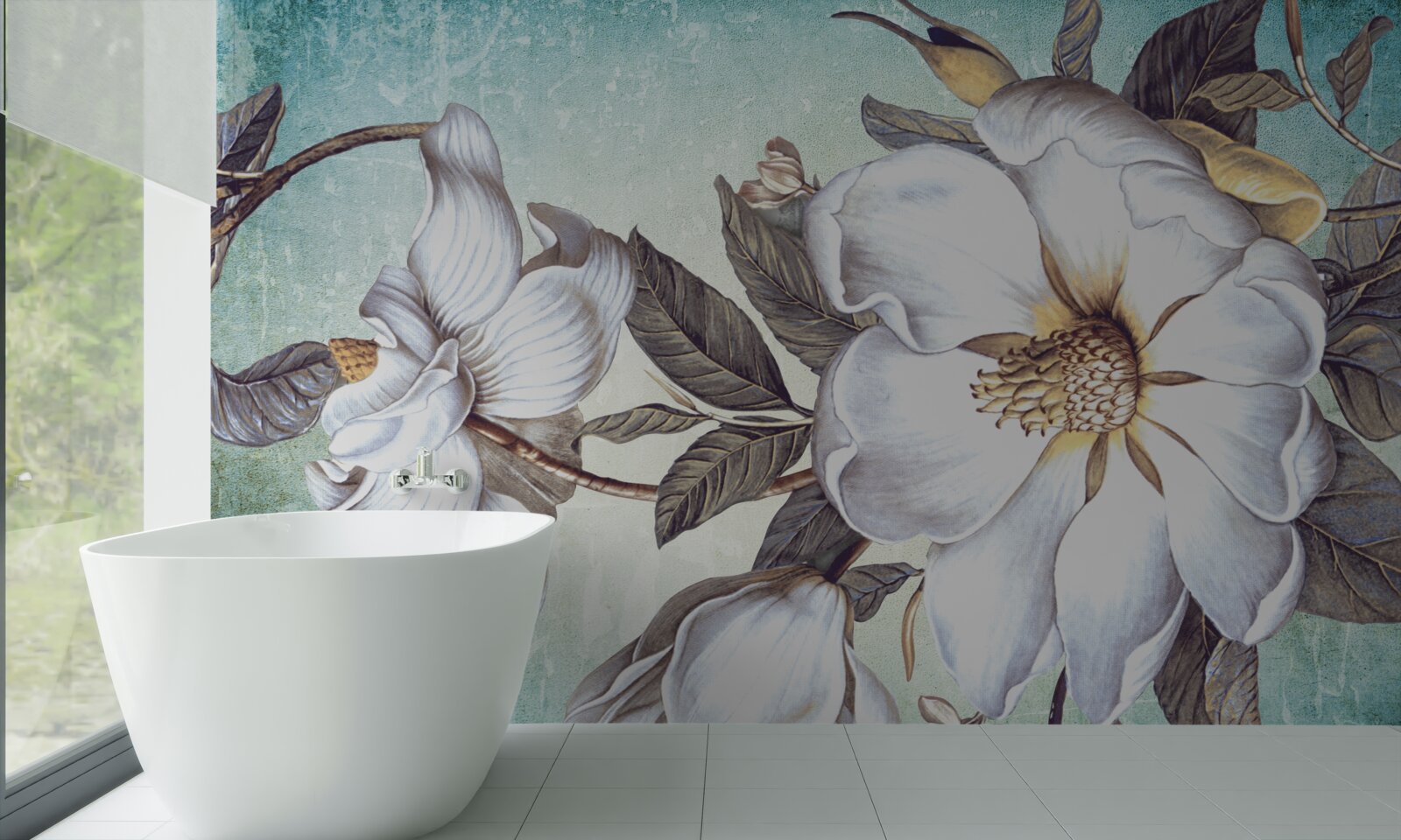 Фотошпалери розпускаються білосніжні квіти