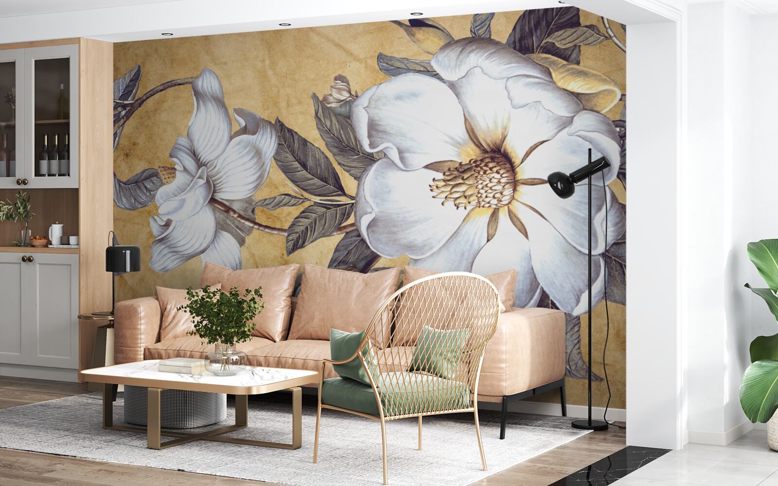 Фотошпалери цвітіння білих бутонів на гілках