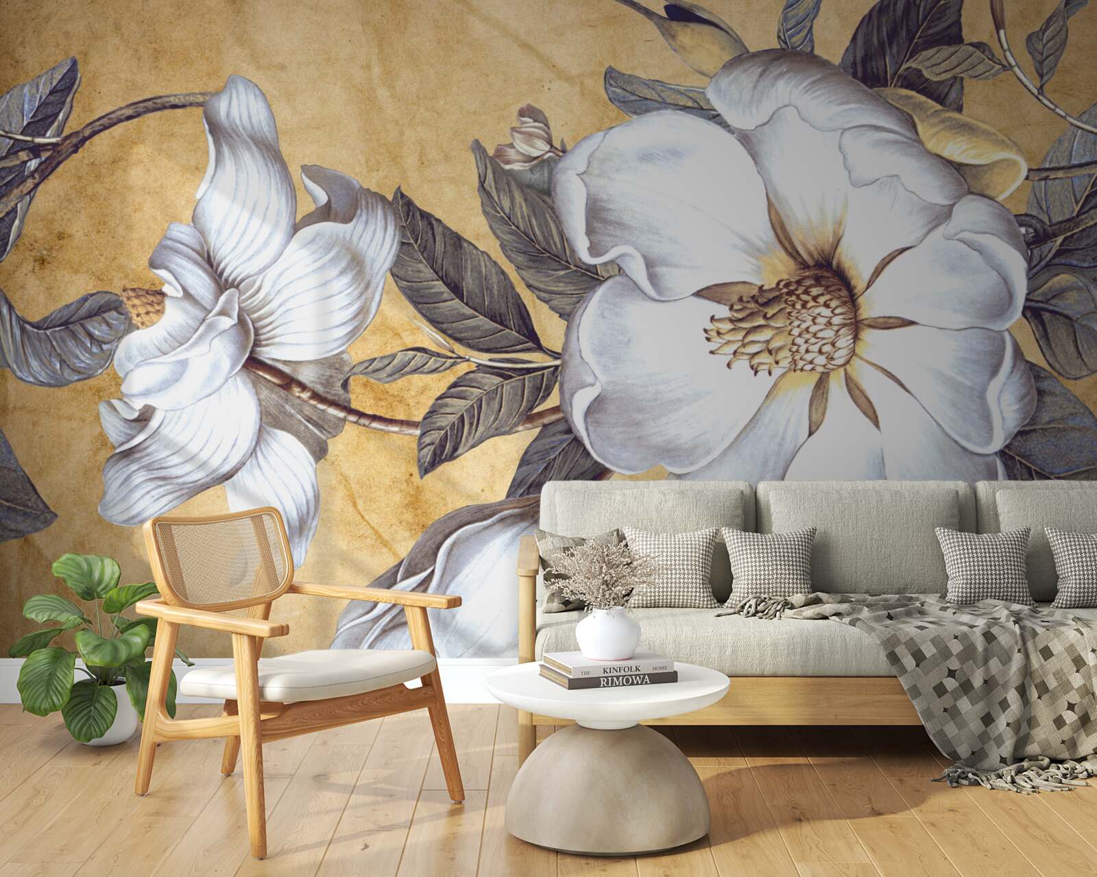 Фотошпалери цвітіння білих бутонів на гілках