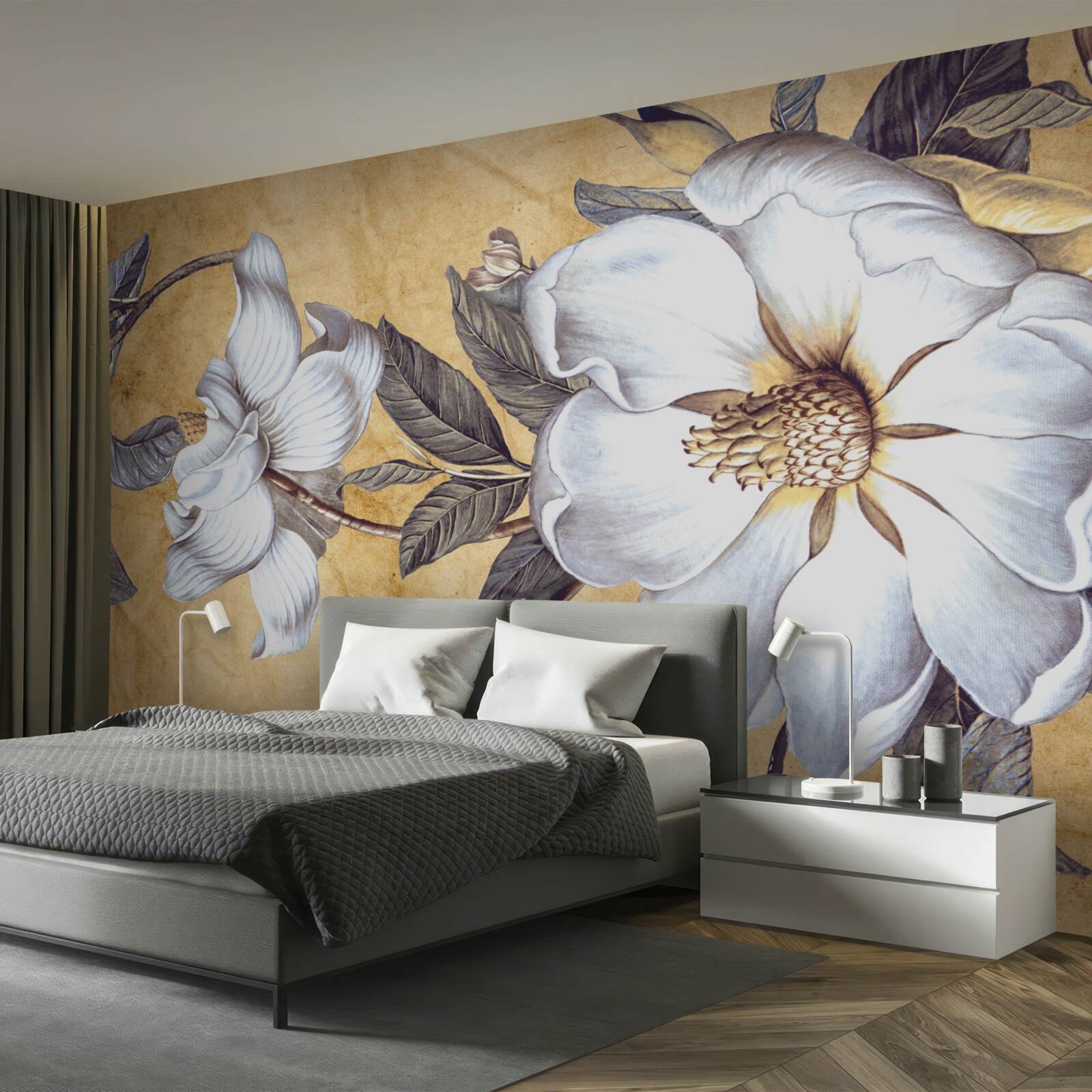 Фотошпалери цвітіння білих бутонів на гілках