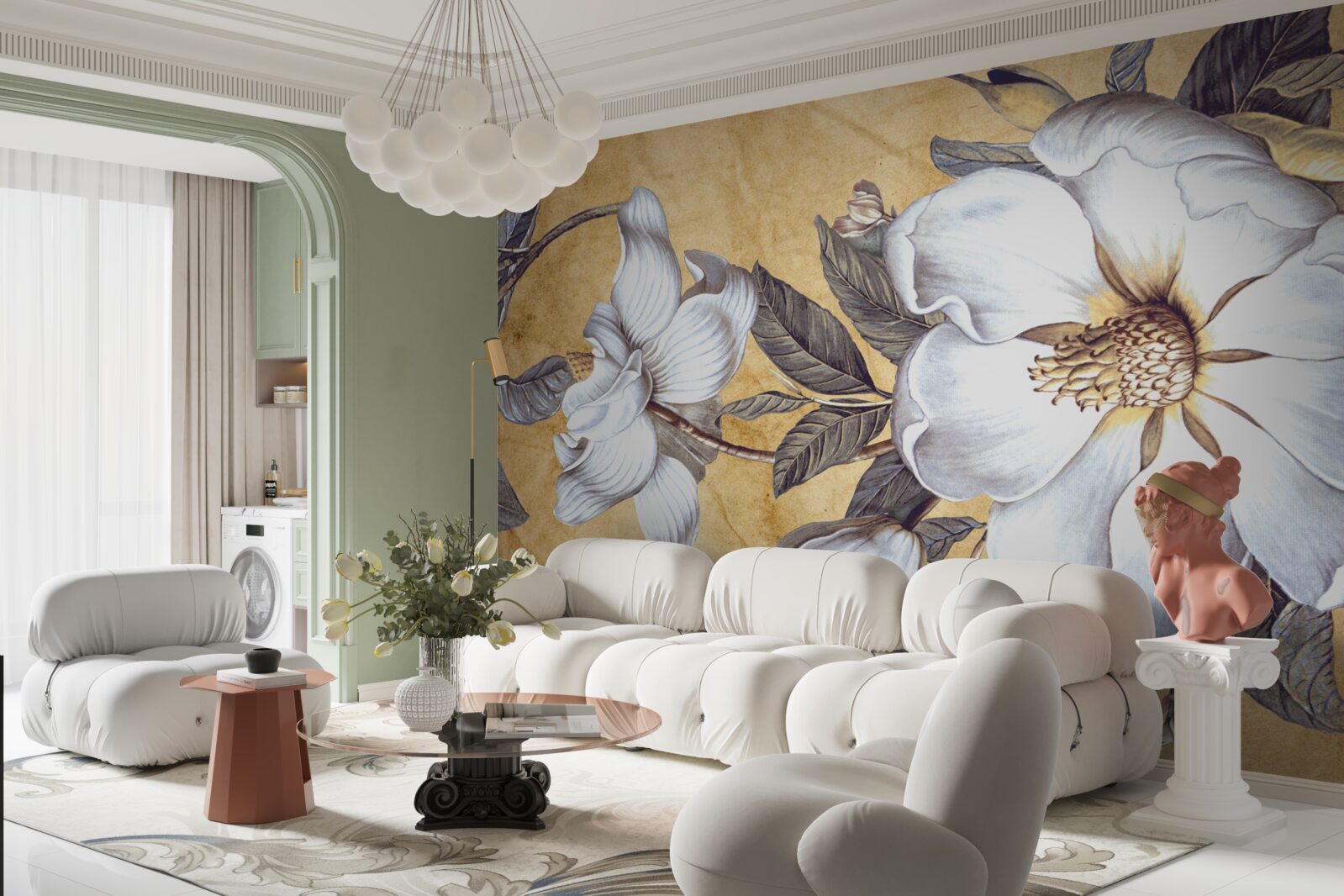 Фотошпалери цвітіння білих бутонів на гілках