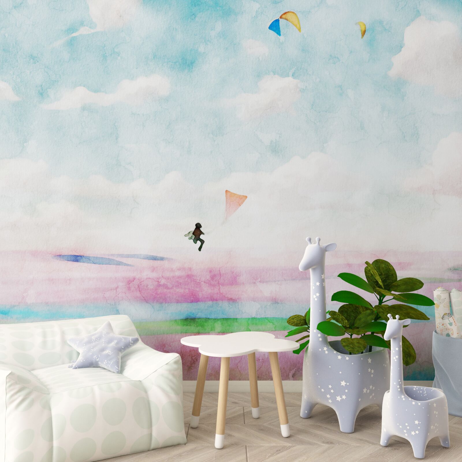 Фотошпалери політ на параплані над лугом