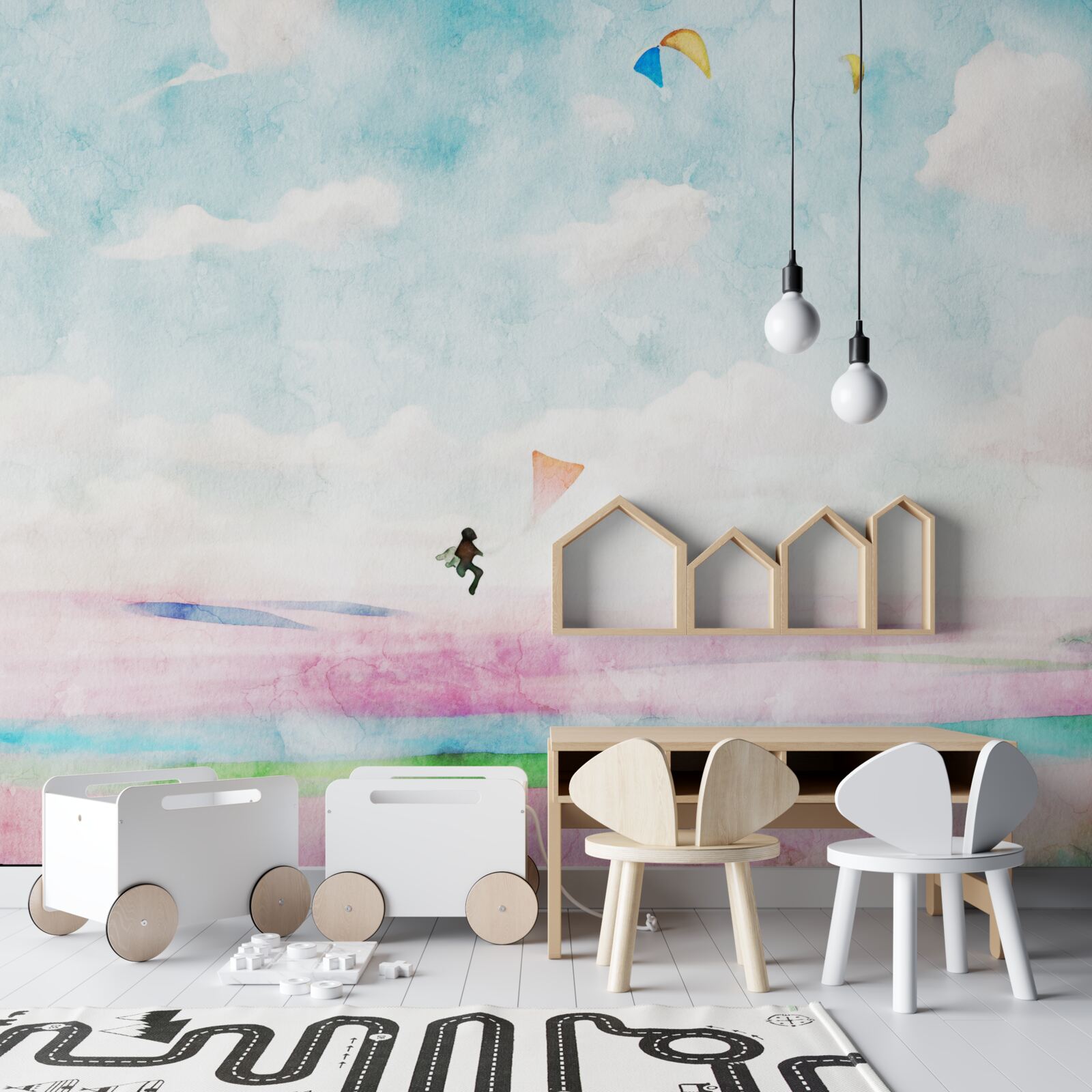 Фотошпалери політ на параплані над лугом