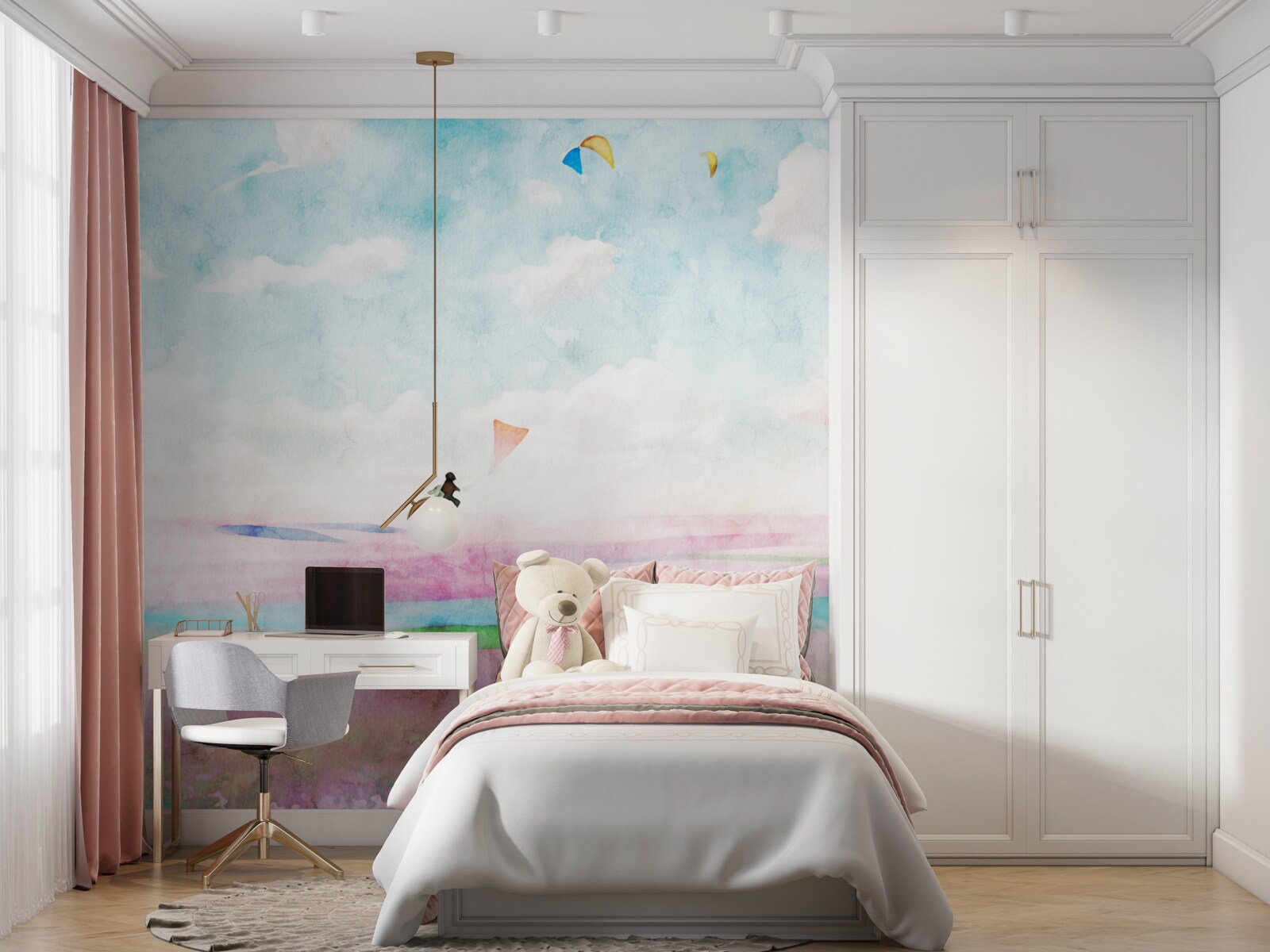 Фотошпалери політ на параплані над лугом