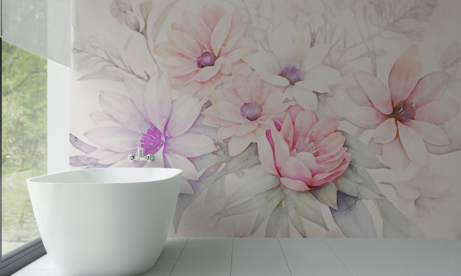 Фотошпалери акварельні бутони ніжних квітів