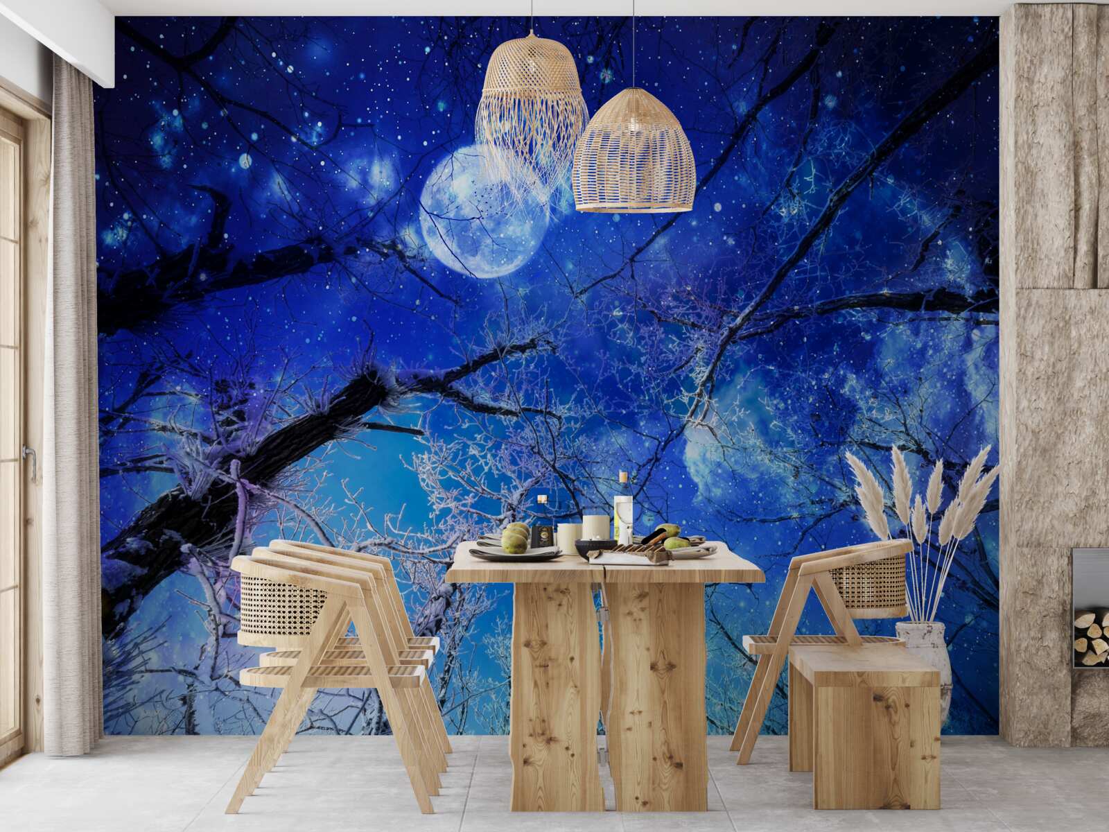 Фотошпалери яскраве нічне небо і місяць