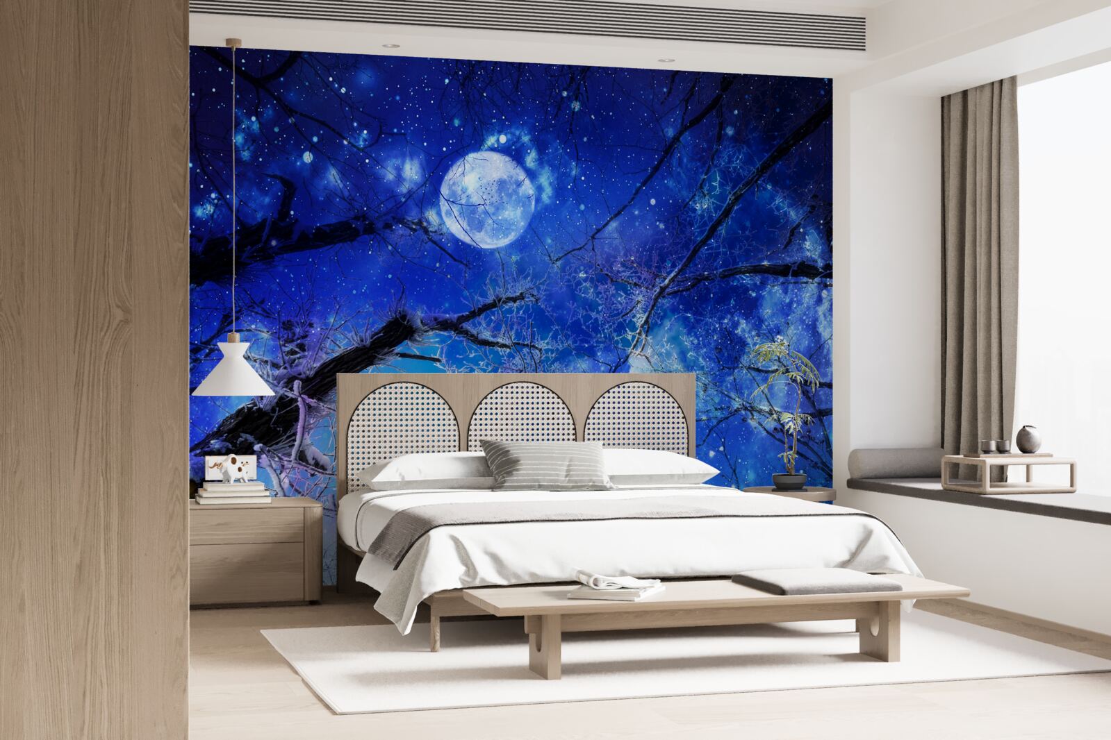 Фотошпалери яскраве нічне небо і місяць