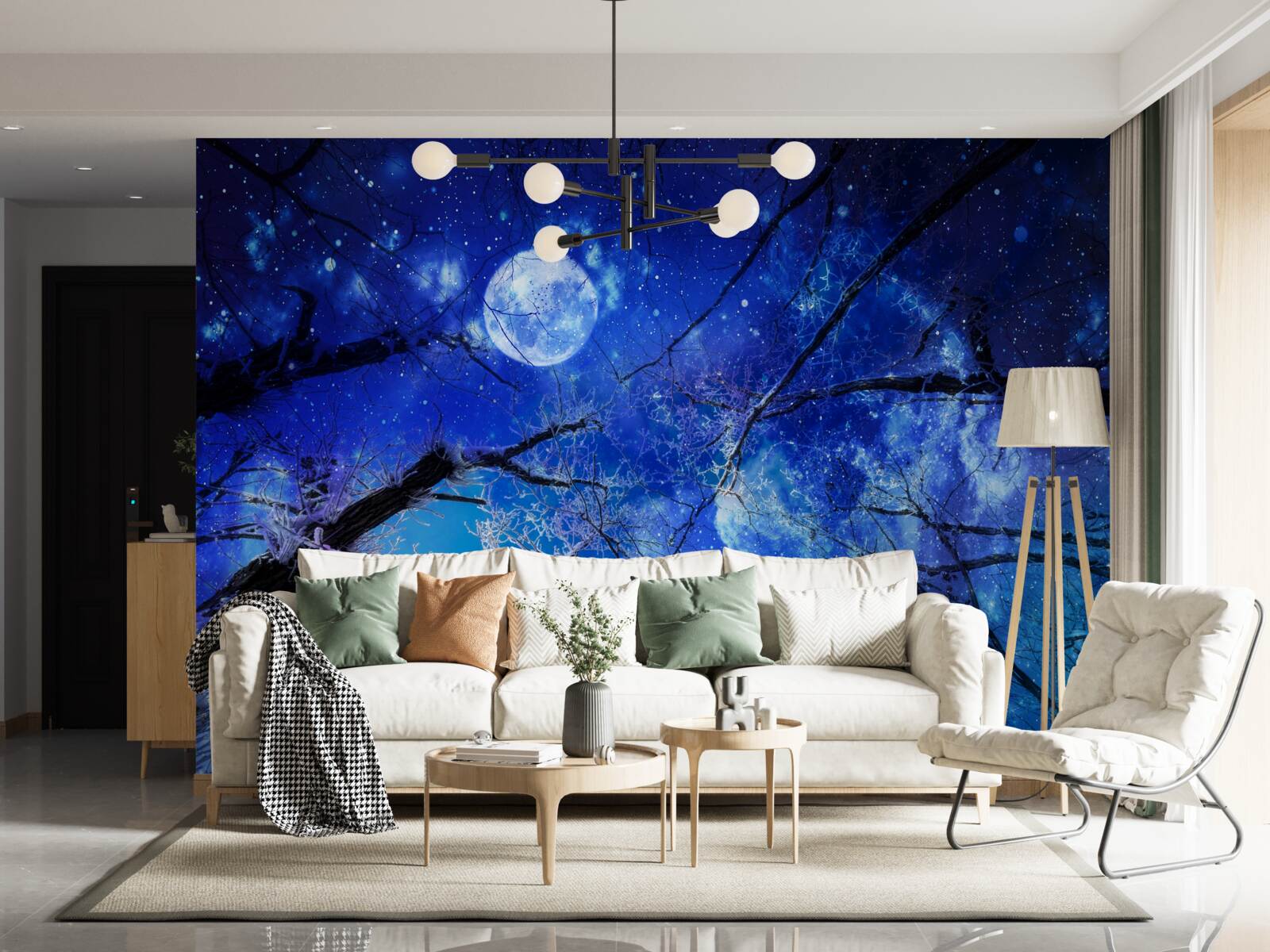 Фотошпалери яскраве нічне небо і місяць