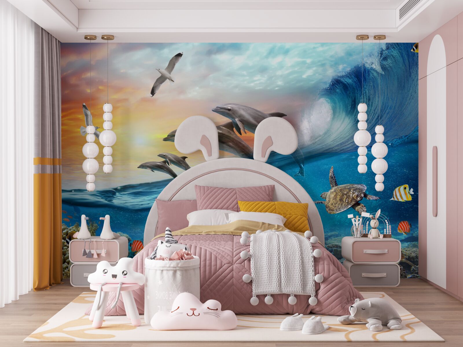 Фотошпалери дельфіни вистрибують з хвиль