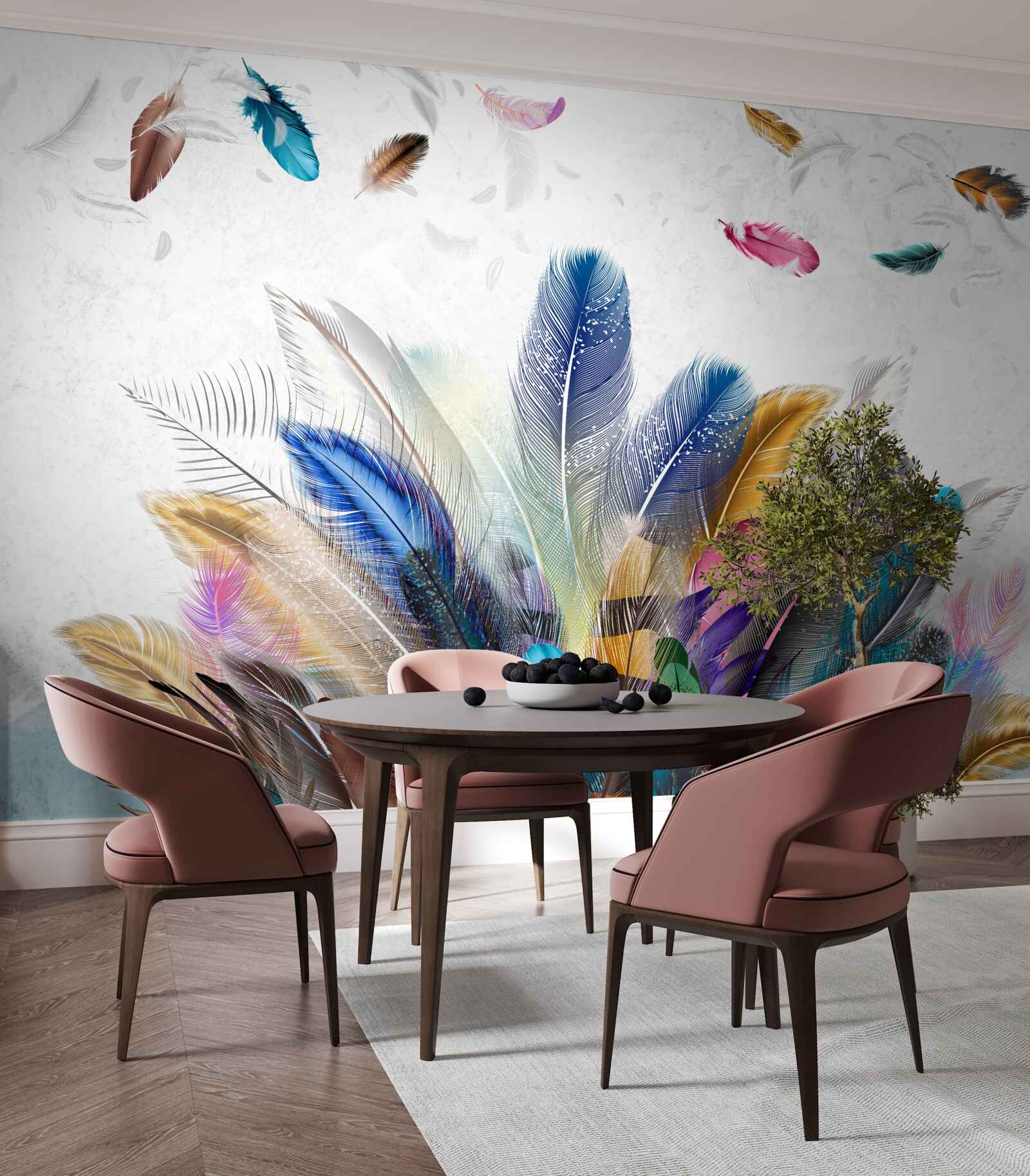 Фотошпалери різнокольорове пір'я