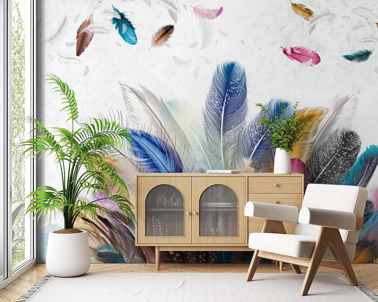 Фотошпалери різнокольорове пір'я