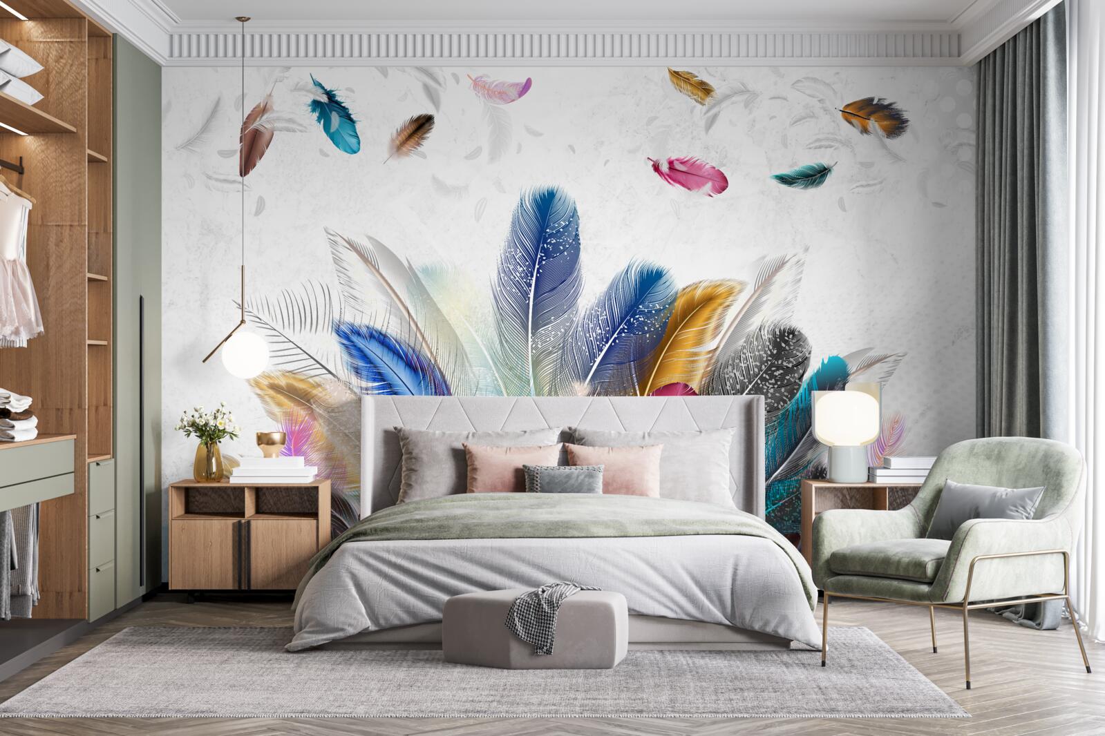 Фотошпалери різнокольорове пір'я