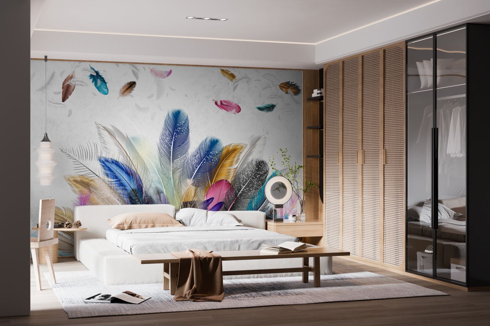 Фотошпалери різнокольорове пір'я