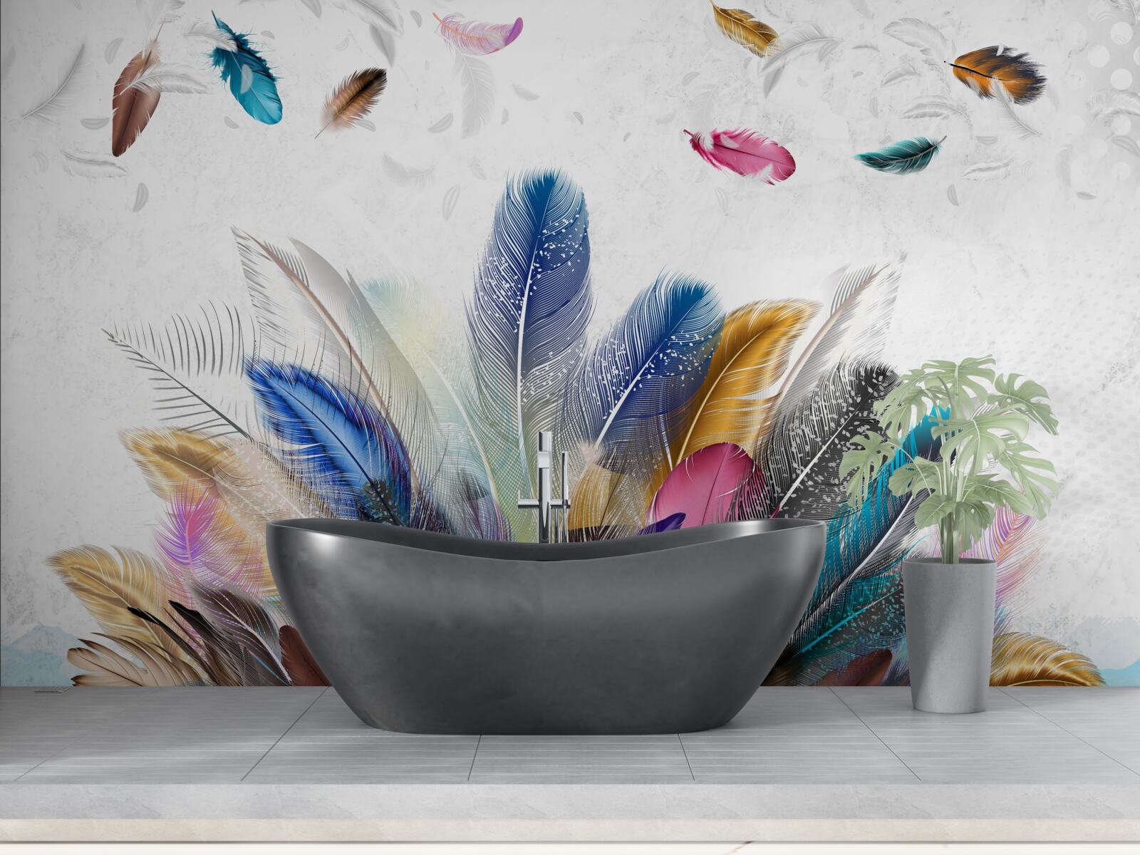 Фотошпалери різнокольорове пір'я