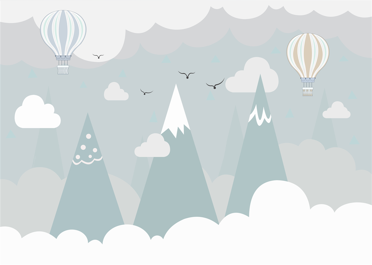 Фотошпалери повітряні кулі на фоні гір