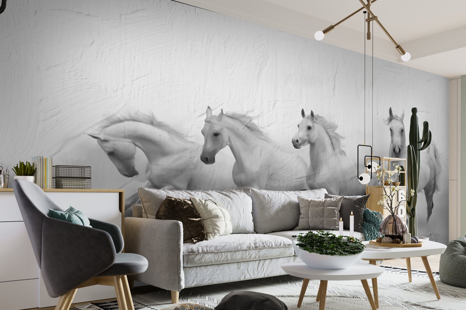 Фотошпалери група коней