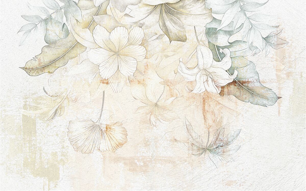 Фотошпалери тропічне листя та квіти