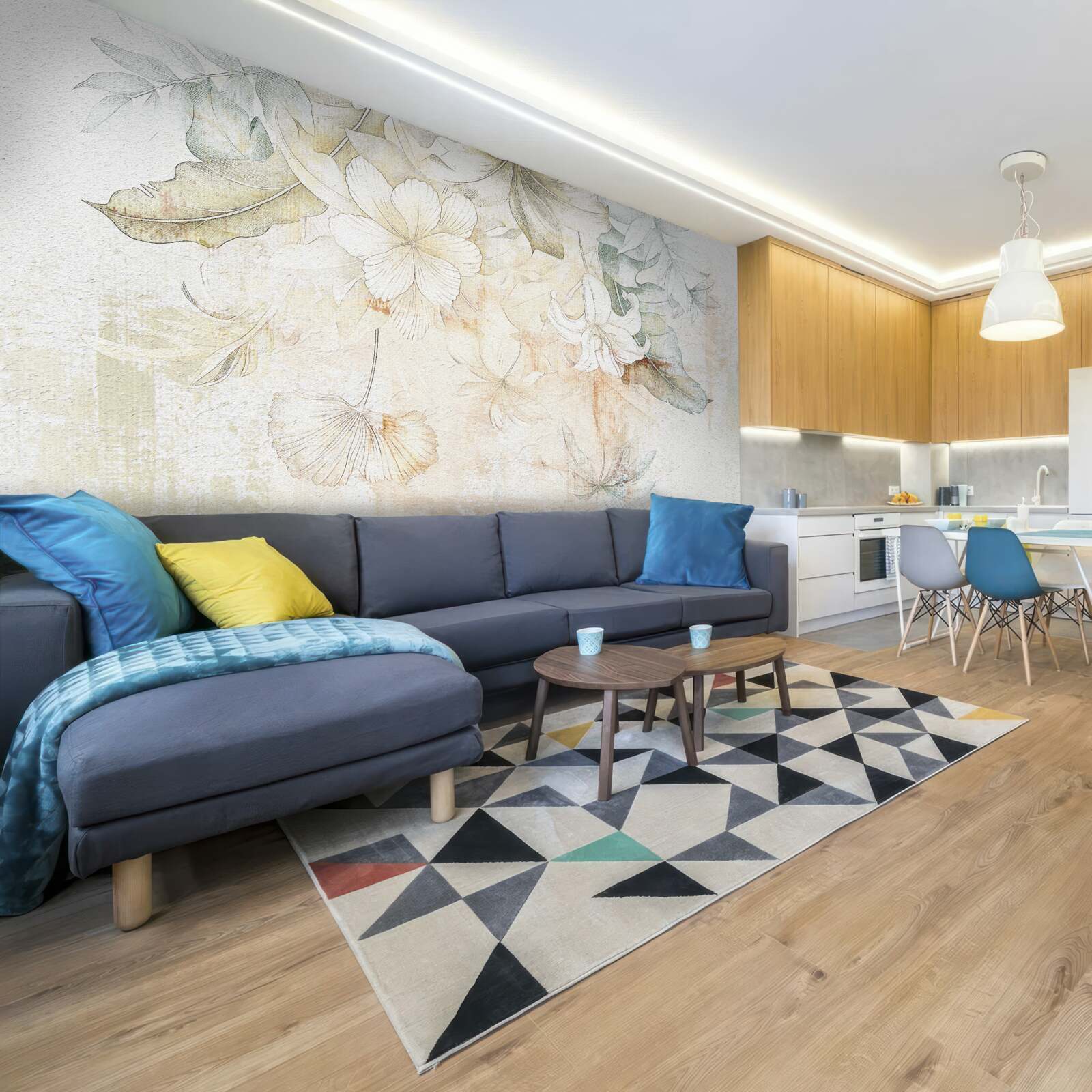 Фотошпалери тропічне листя та квіти