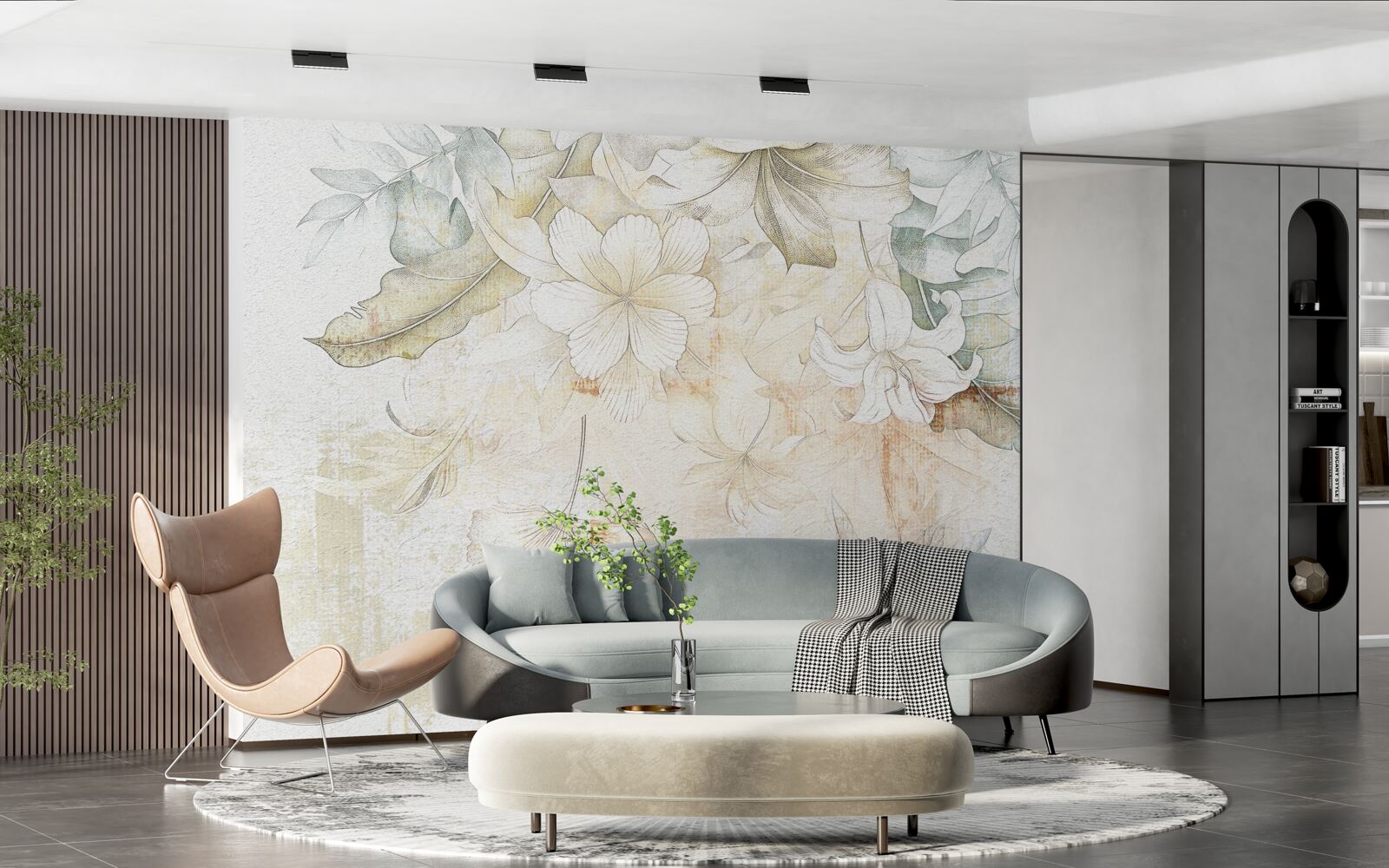 Фотошпалери тропічне листя та квіти