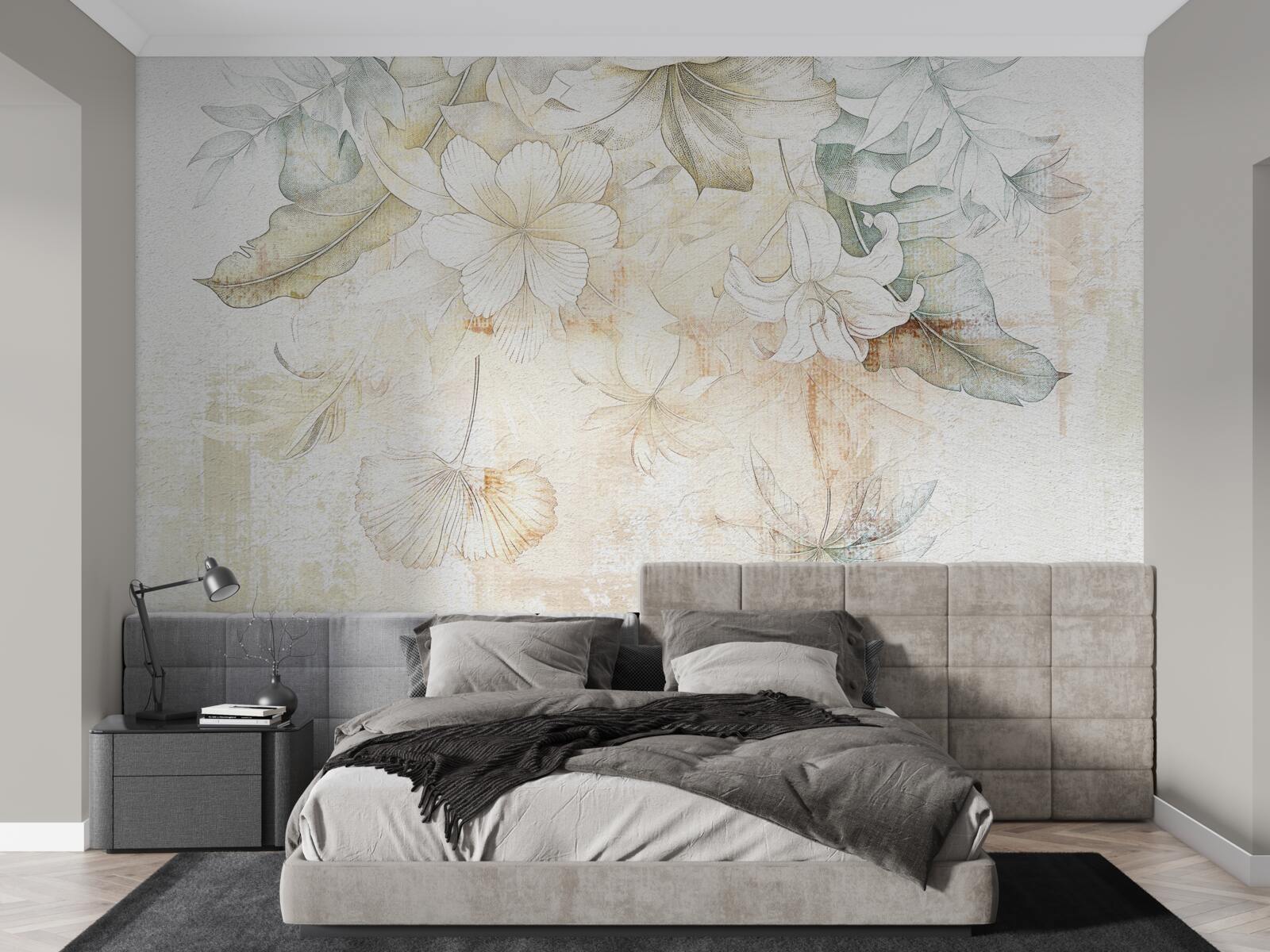 Фотошпалери тропічне листя та квіти